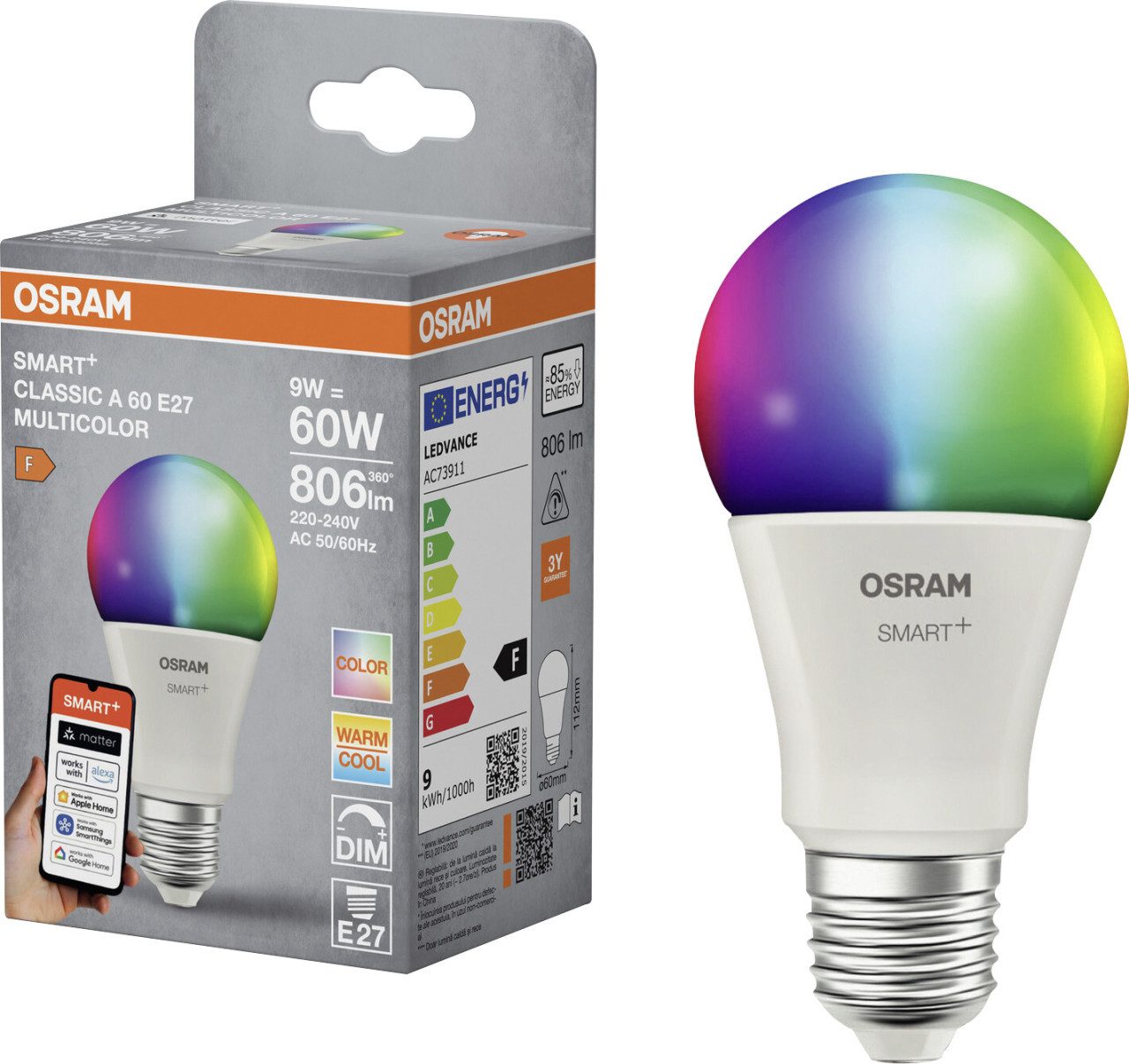Osram LED-Leuchtmittel Osram SMART+ Matter Leuchtmittel E27 Classic 9W, Dim günstig online kaufen
