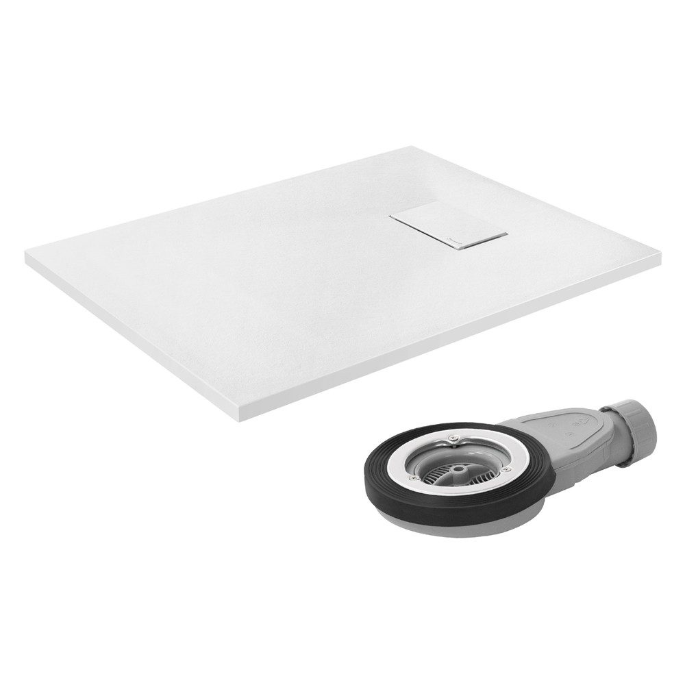 LuxeBath Duschwanne Duschtasse Brausetasse mit Ablaufgarnitur und Anti-Rutsch-Oberfläche, Rechteckige Brausewanne 90x70 cm mit Siphon Weiß H:30 mm extra flache
