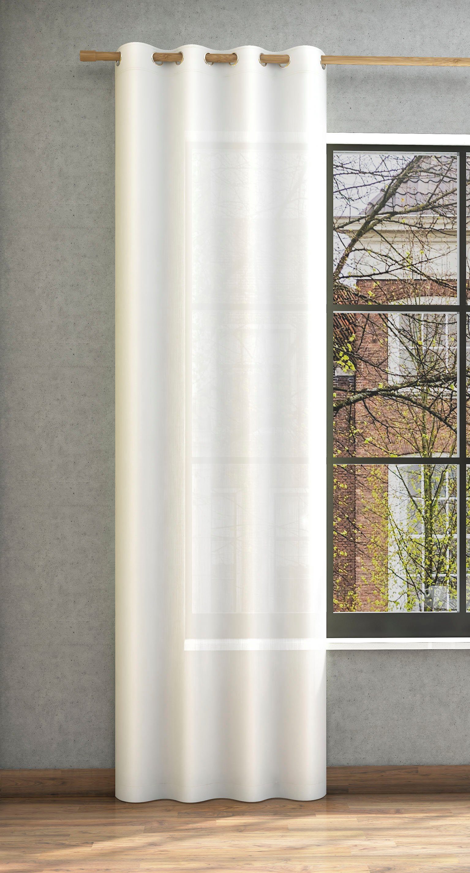 Vorhang Libre-ECO, Neutex for you!, Ösen (1 St), halbtransparent, Jacquard, Nachhaltig, Breite 142 cm, nach Maß creme