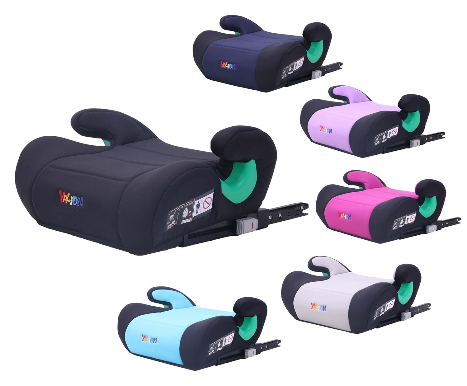 Yalion Kindersitzerhöhung YALION Kindersitzerhöhung mit ISOFIX ECE R129 (i-Size) für Kinder, ab: ca.6Jahren, bis: 10Jahren, (3-Punkt-Gurt), i-Size Sitzerhöhungen Auto Kinder, Schwarz