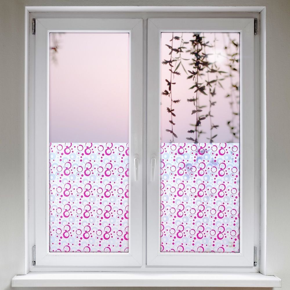 Fensterfolie - Sichtschutz - Regenbogen Punkte Herz rosa - Fensterbilder