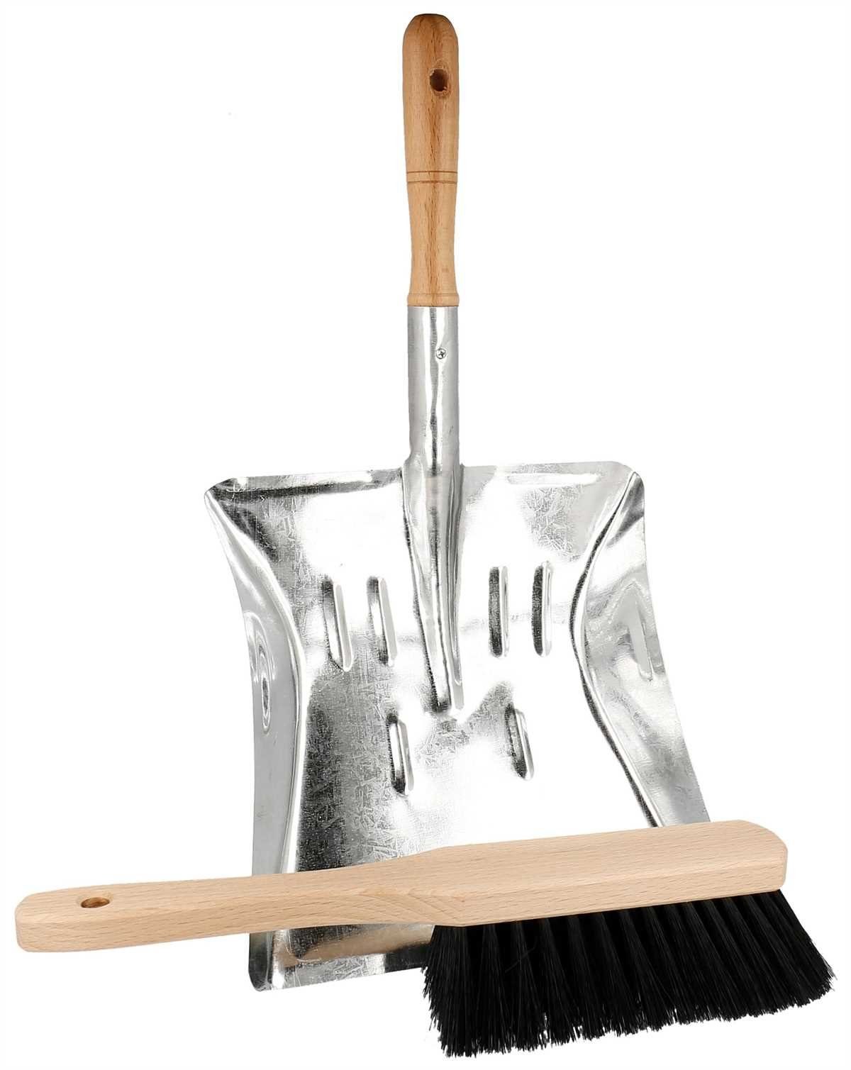Lantelme Kehrgarnitur Kehrschaufel und Handfeger Set Metall Schaufel Handbesen Holz, (2-tlg), Kehrblech verzinkt mit Holzgriff und Holzhandfeger