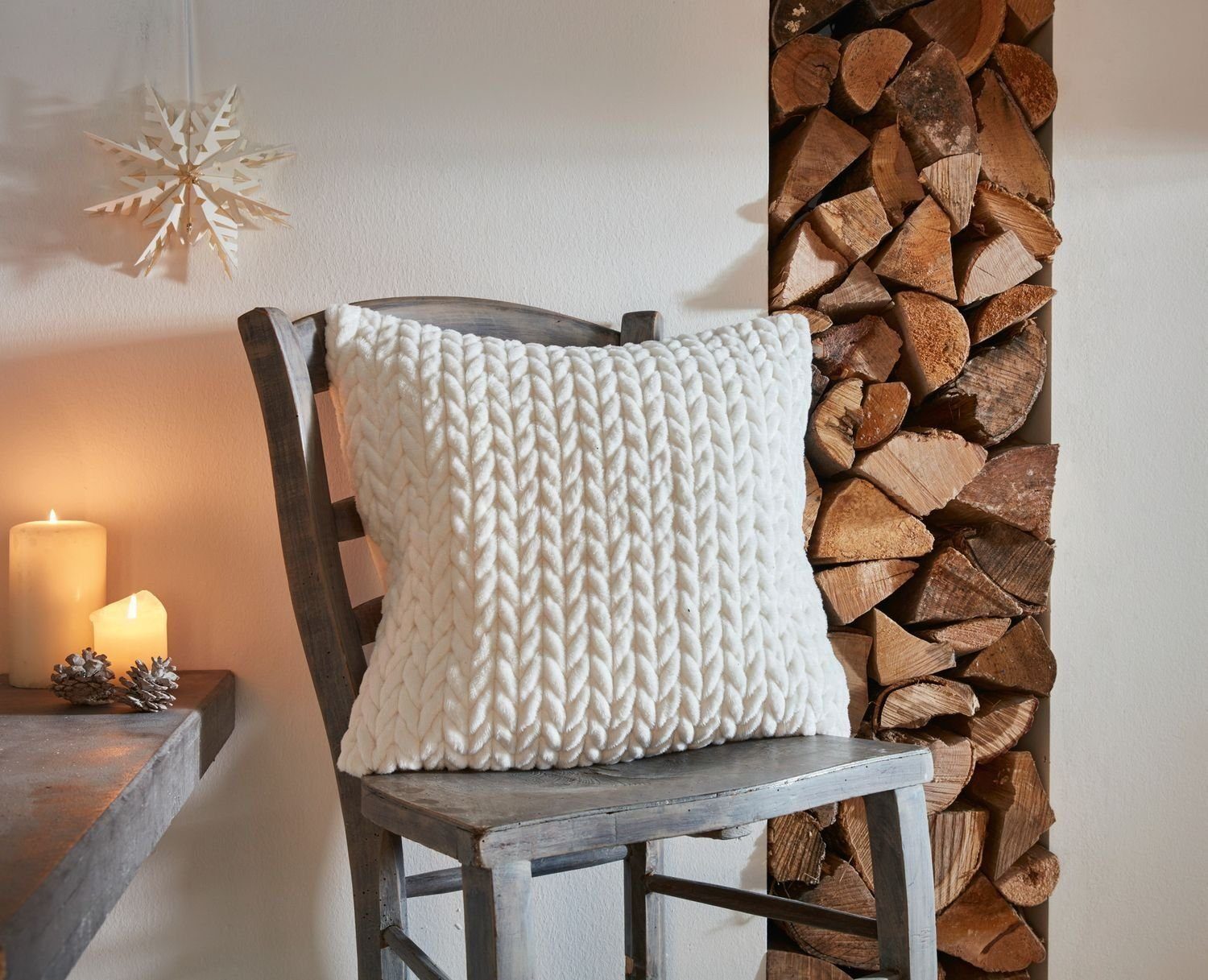 Home-trends24.de Kissenbezug Zopfmuster Kissenbezug Kissenhülle Deko günstig online kaufen