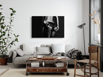 Sinus Art Leinwandbild 120x80cm Wandbild auf Leinwand Sexy Dessous Schwarz Weiß Kunstvoll Ero, (1 St)