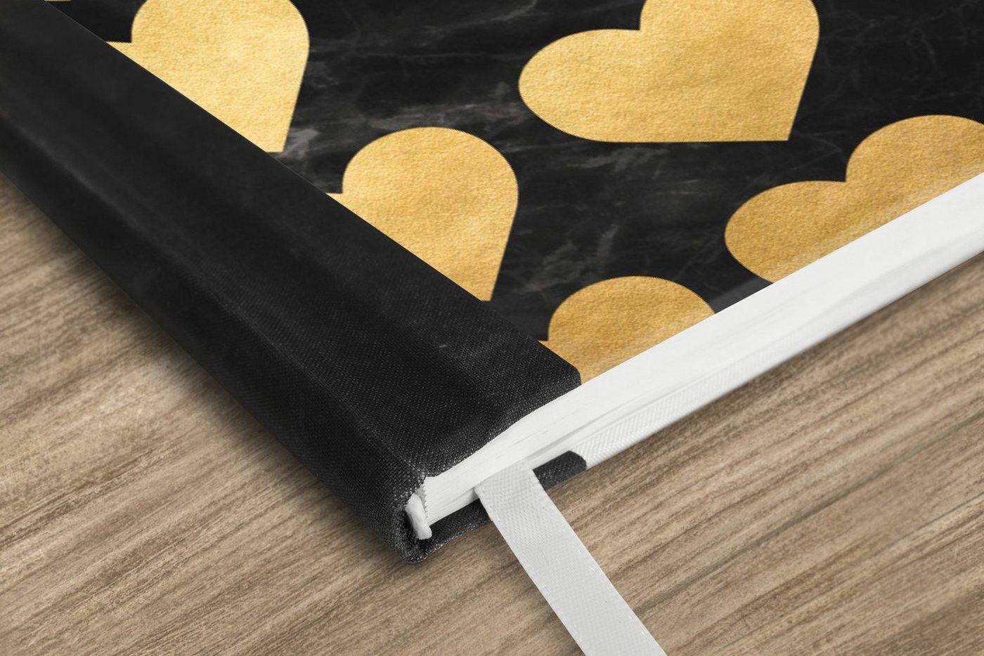 Thumbnail - MuchoWow Notizbuch Muster - Herz - Gold - Schwarz, Notebook, Notizblock a5, Tagebuch, Journal Liniert