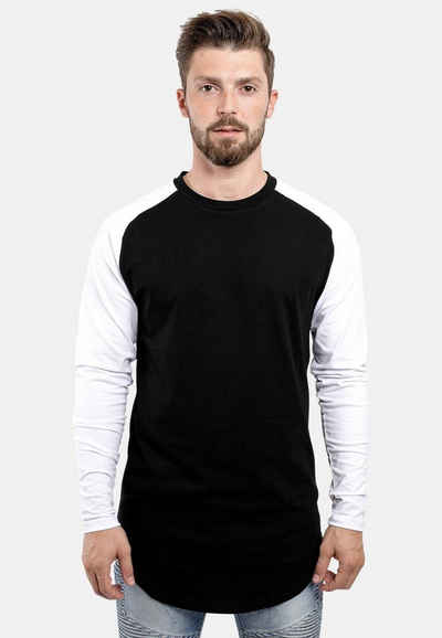 Blackskies T-Shirt Baseball Longshirt T-Shirt Schwarz Weiß Small