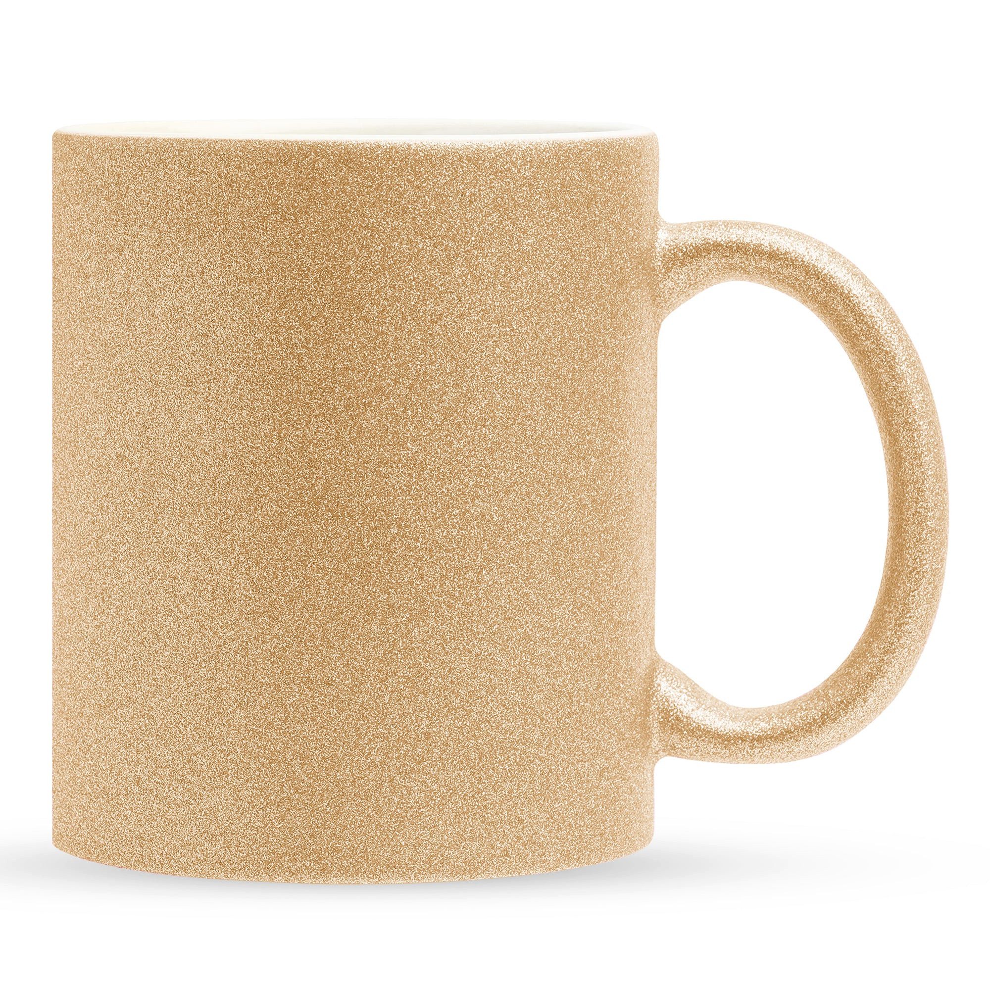 22Feels Tasse 2x Sublimation Rohling Glitzer Keramik 325ml (11oz) Farbig GOLD, 2-tlg.