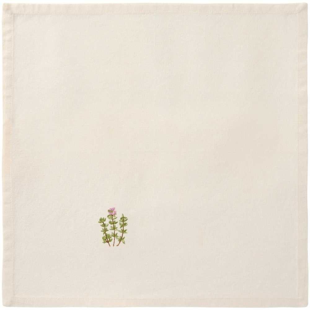 Stoffserviette IB Laursen Stoffserviette SUMMER VIBES Creme Weiß mit THYMIANZWEIG