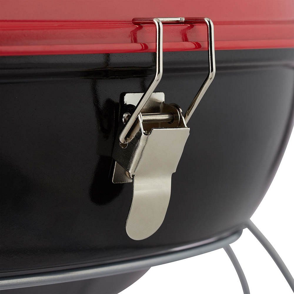 relaxdays Holzkohlegrill 1 Kugelgrill tragbar mit Deckel & Kohleschale - rot/schwarz