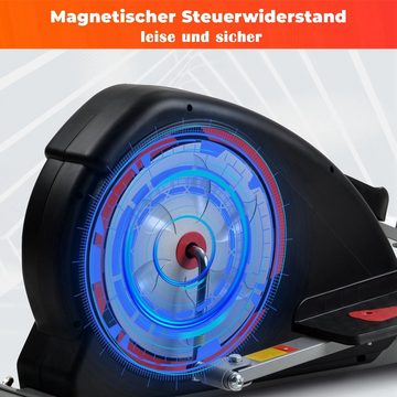 VIK Ellipsentrainer, Crosstrainer Ellipsentrainer mit LCD-Display und Geräteständer, tragbarer Ellipsentrainer für Heimübungen mit 8 Stufen Widerstand