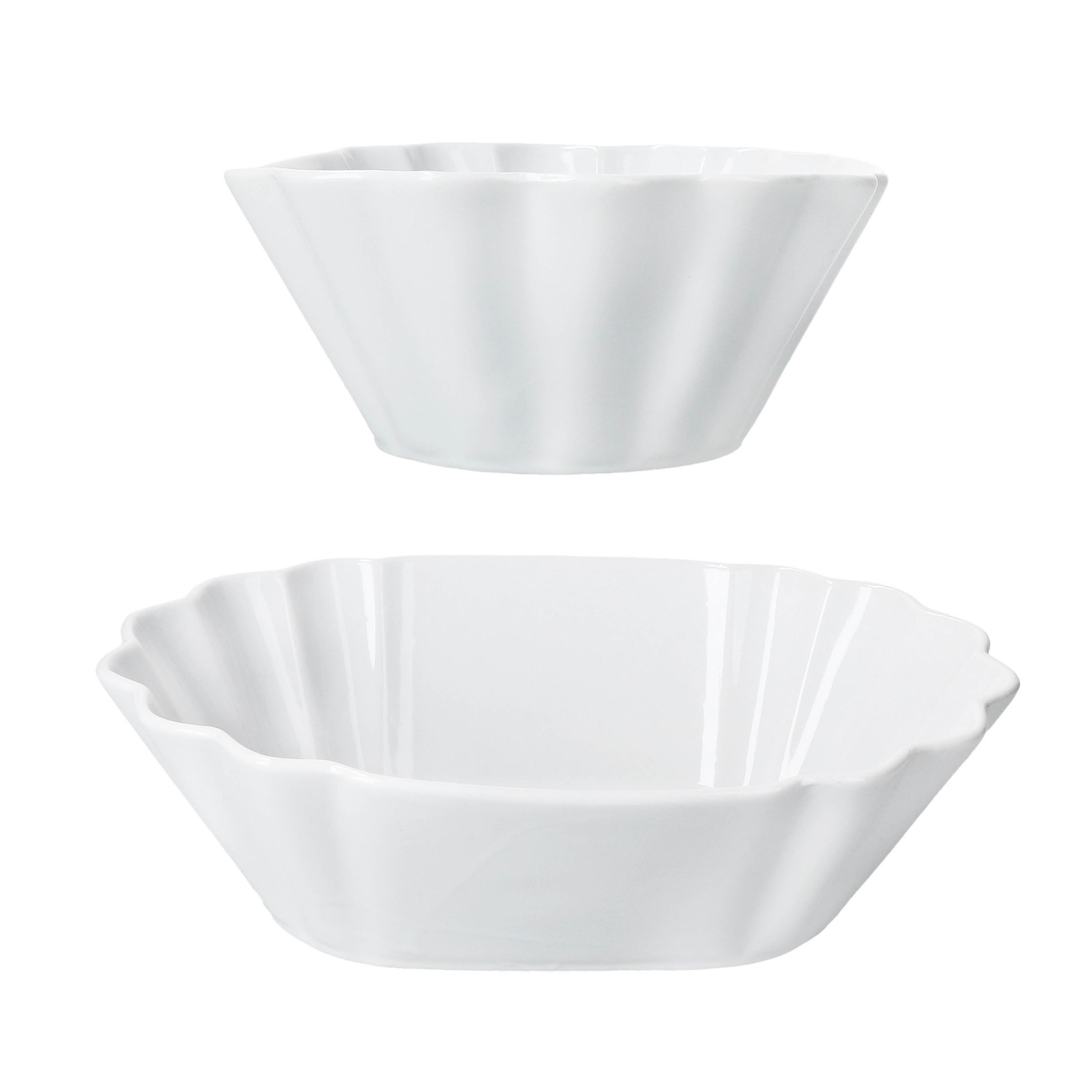 MamboCat Servierschale 2x Fritta Pommesschale oval Currywurst-Schale Servier-Teller Porzellan, Porzellan