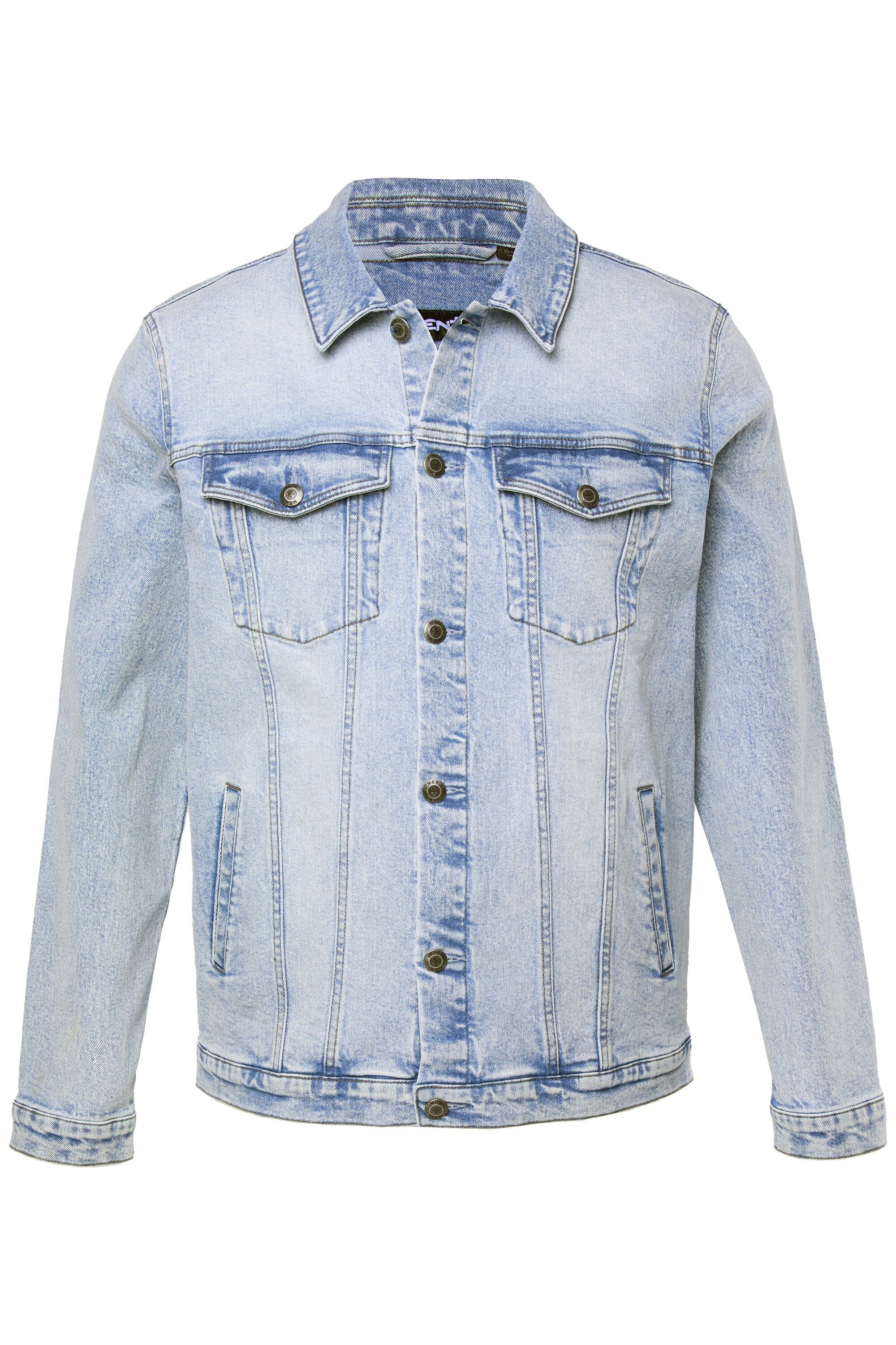 Men Plus Funktionsjacke Men+ Jeansjacke bleached Denim Brusttaschen günstig online kaufen