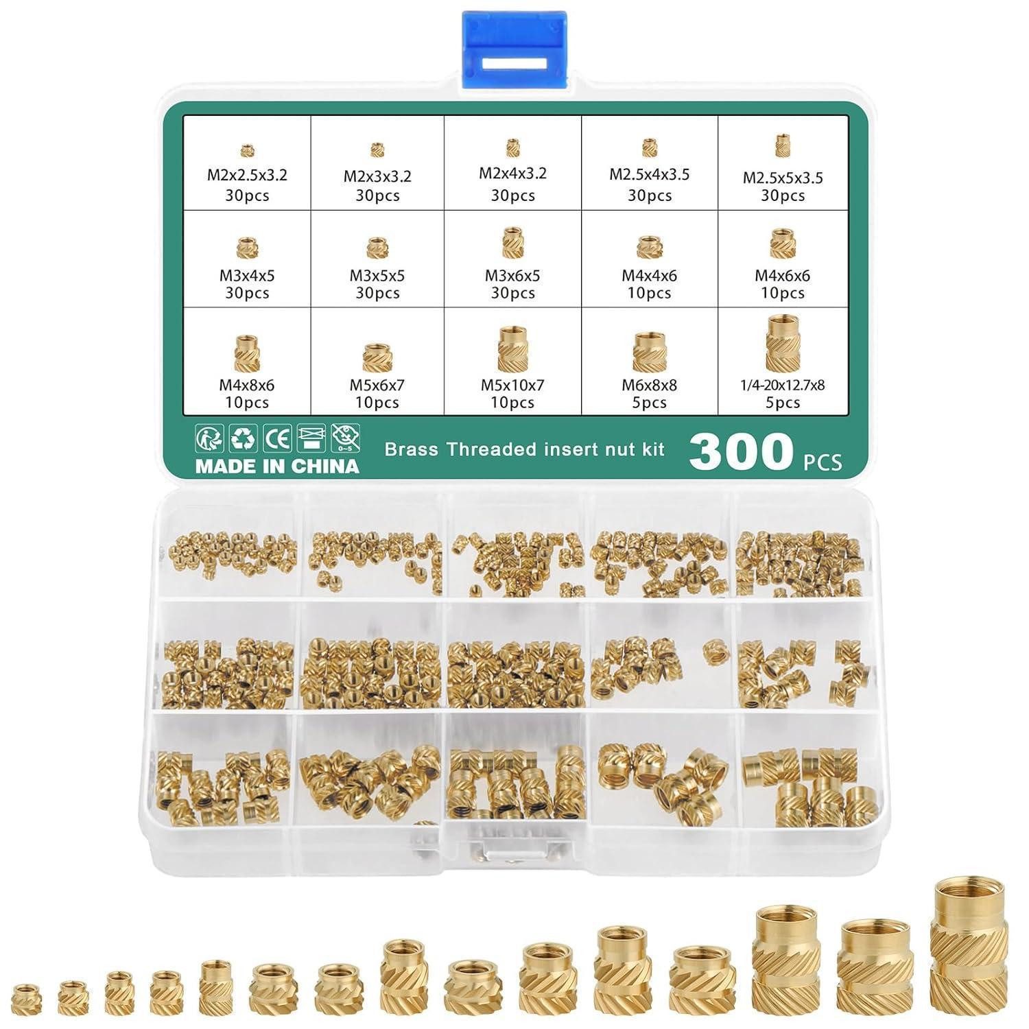 LuxusKollektion Einpressmutter Messing Gewindeeinsätze 300tlg. M2-M6