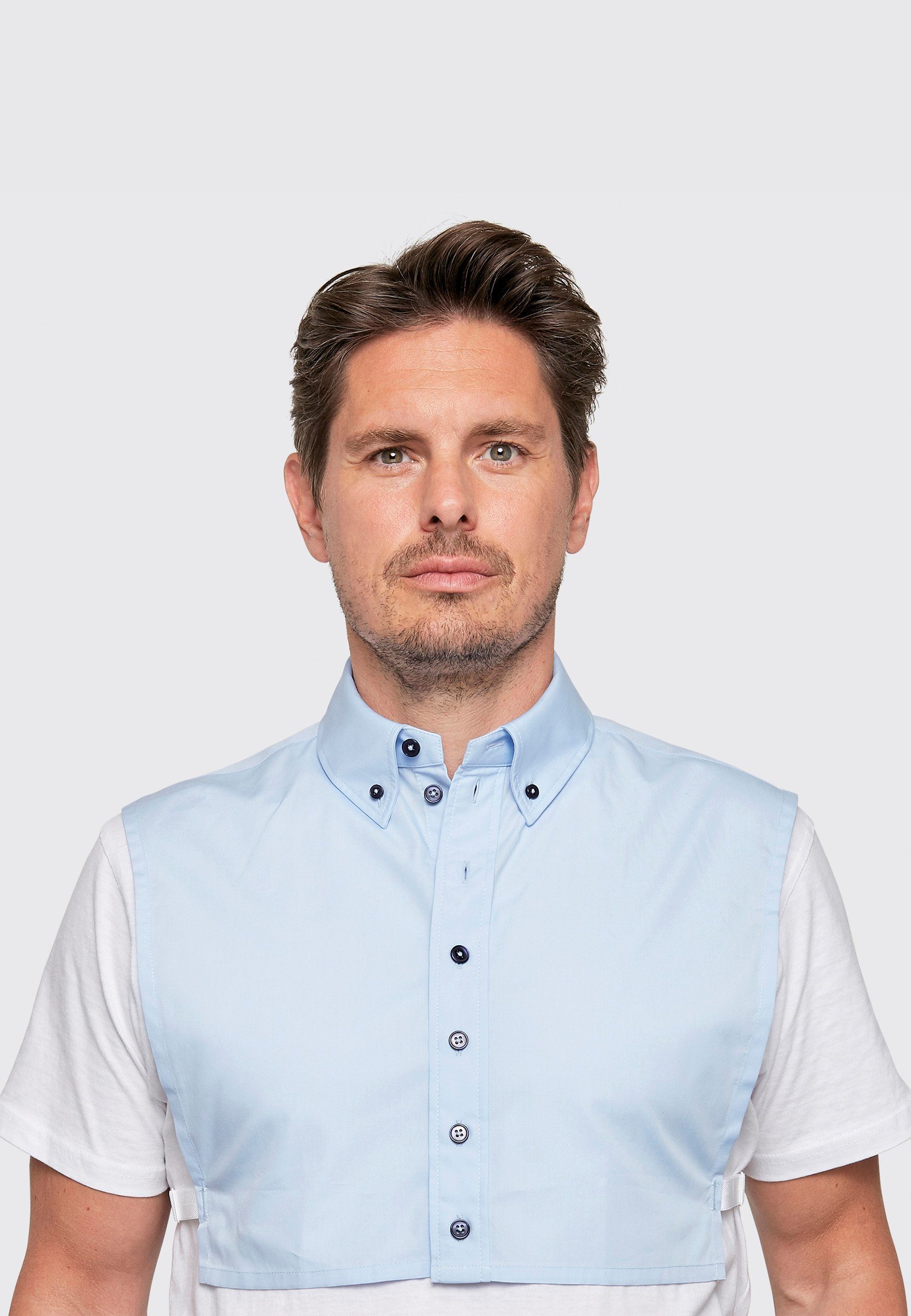 Kragnart Einsteckkragen Modischer Krageneinsatz, Fake Kragen - Button-Down-Kragen, Eleganter Hemdkragen für Männer, Hergestellt in Europa blau
