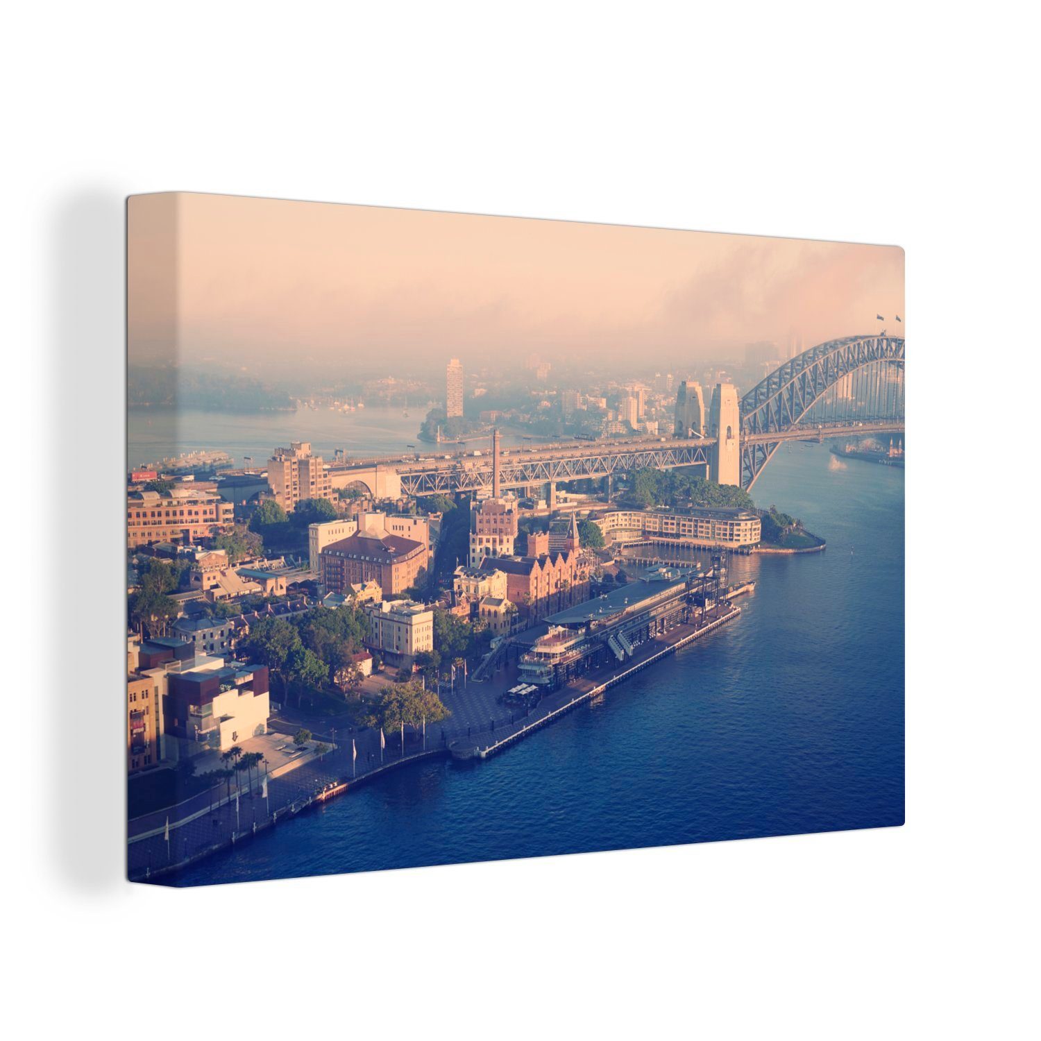 OneMillionCanvasses® Leinwandbild Sydney Harbour und Brücke in Australien, (1 St), Wandbild Leinwandbilder, Aufhängefertig, Wanddeko, 30x20 cm