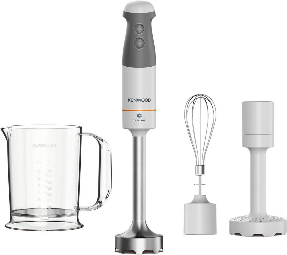 KENWOOD Stabmixer HBM40.006WH Triblade XL, 850 W, 850 Watt, inkl.  3-teiliges Zubehör Set, Inkl. 3-teiliges Zubehör Set mit Kartoffelstampfer,  Messbecher und