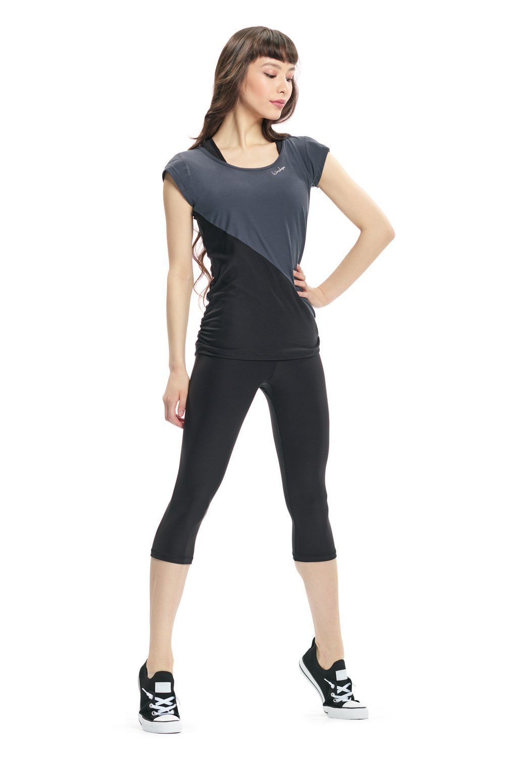 und Leggings Functional HWL217C Core-Bund schwarz Applikation Comfort 3/4 mit V-Shape Winshape