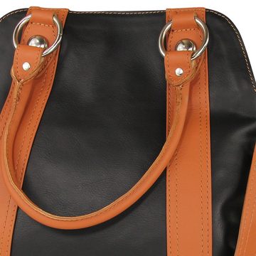 Toscanto Schultertasche Toscanto Damen Schultertasche (Schultertasche), Damen Schultertasche, Umhängetasche Leder, schwarz braun, Größe 40cm