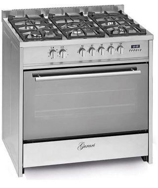 GURARI Gas-Standherd GCH E 911x +Grillplatte, mit 1-fach-Teleskopauszug, Gas Elektro Standherd 90 cm/ Range Coocker, 121L+Grillplatte