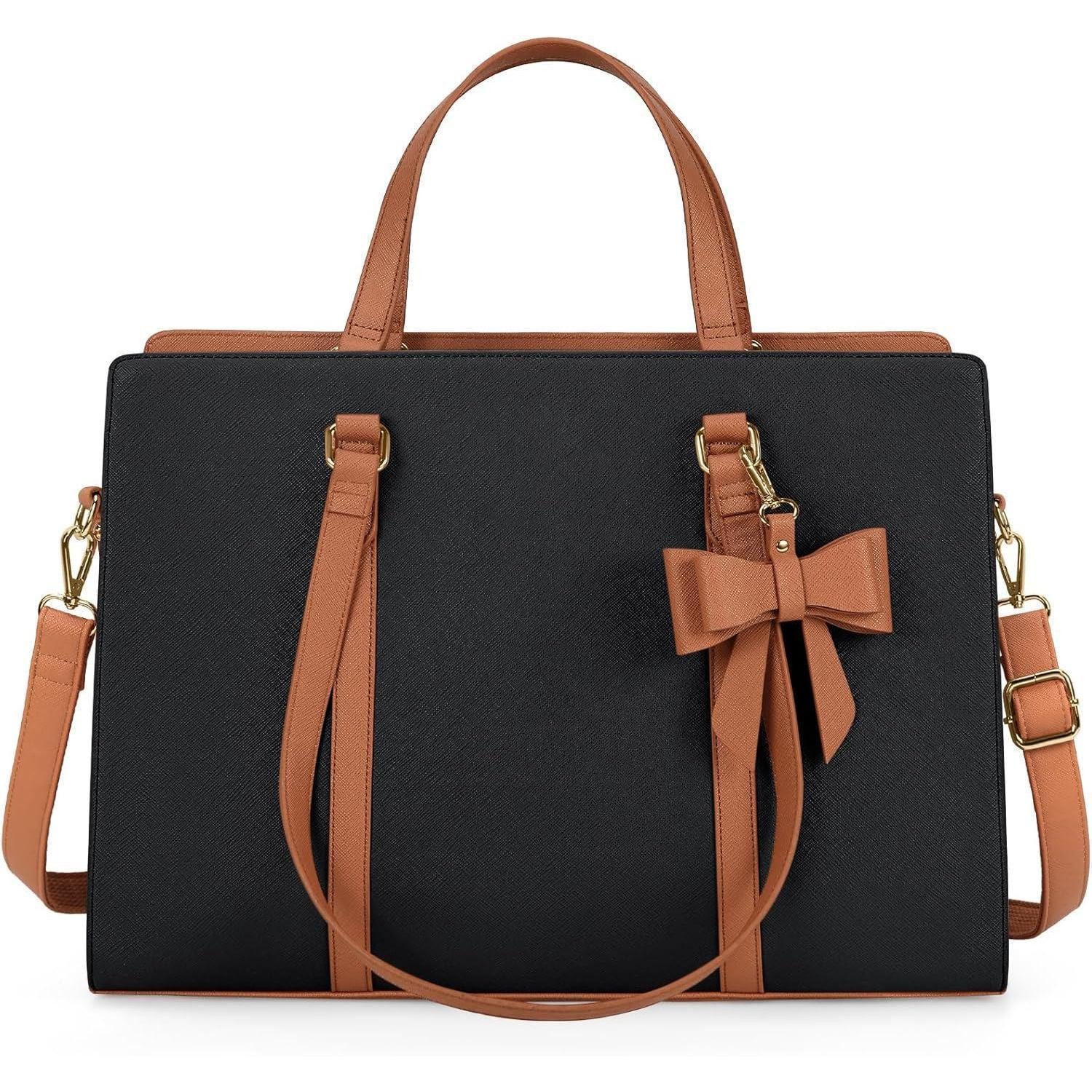 LuxusKollektion Shopper Handtasche Damen Shopper Große Schwarz Laptoptasche 15.6 Zoll PU Leder