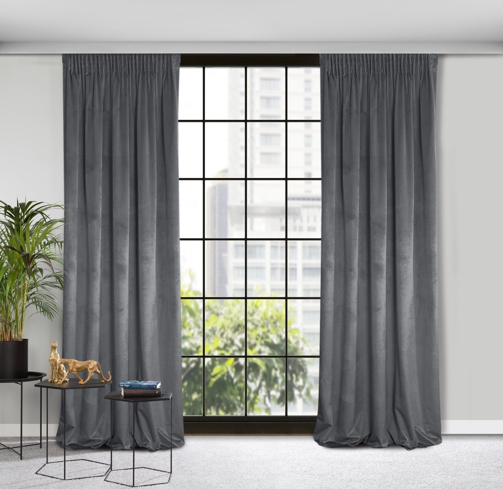 Design91 Vorhang Samtvorhänge 140x270 cm 135x300 cm (1 St), Kräuselband, blickdicht, Samt, Wohnzimmer Tunnelzug