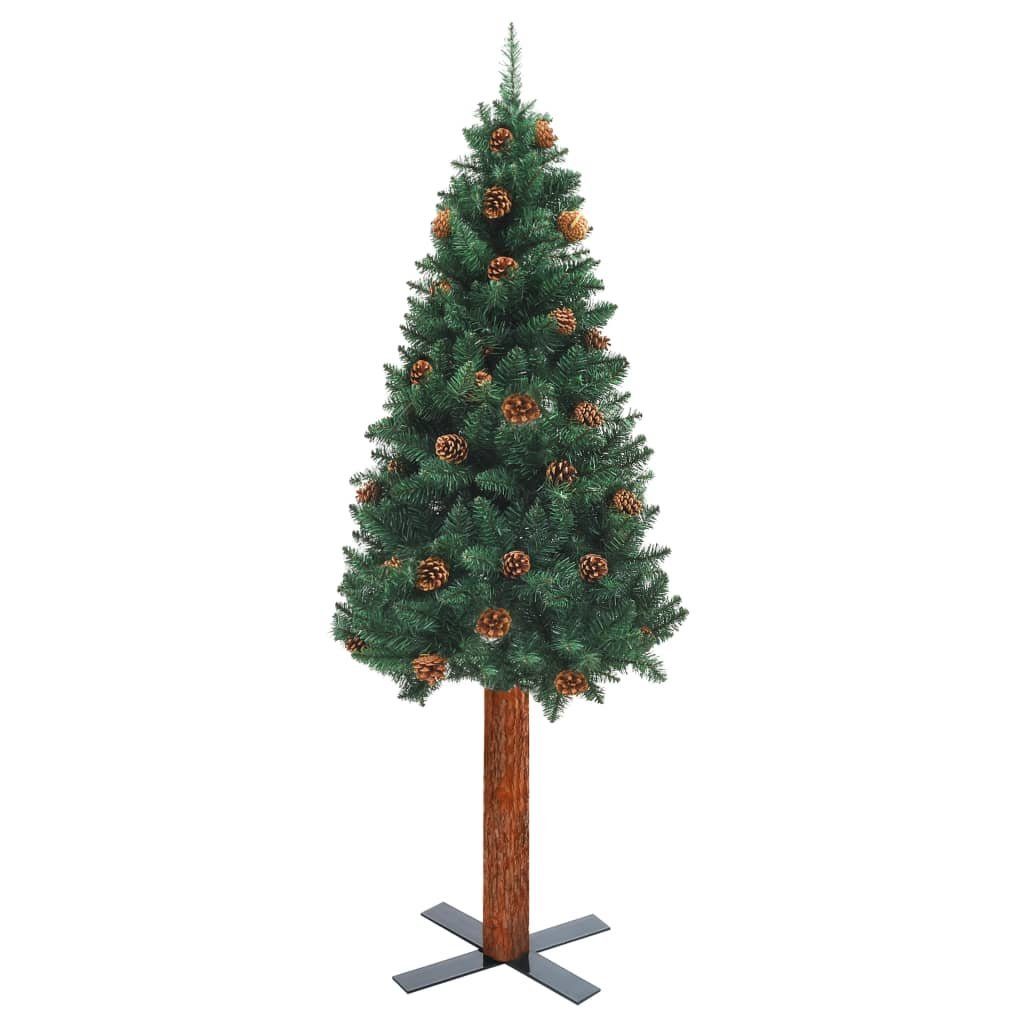 cm und Weihnachtsbaum PVC Weihnachtsbaum Schlank mit Echtholz Grün vidaXL 150 Künstlicher Zapfen