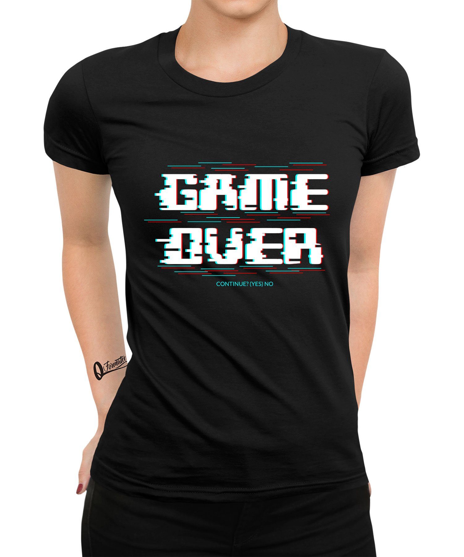 T-Shirt Formatee (1-tlg) Damen Zocken Quattro Gamer Gaming Over - Game Kurzarmshirt