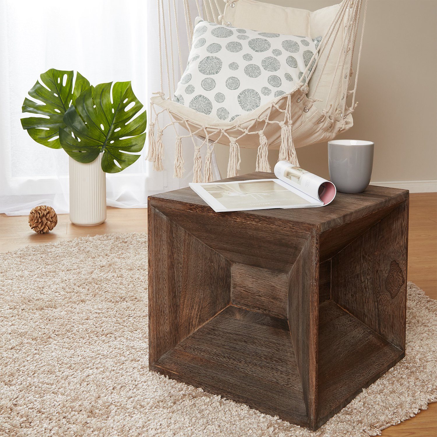 Homestyle4u Beistelltisch »Hocker Holz Würfel Nachttisch braun Cube  Couchtisc« (kein Set) online kaufen | OTTO