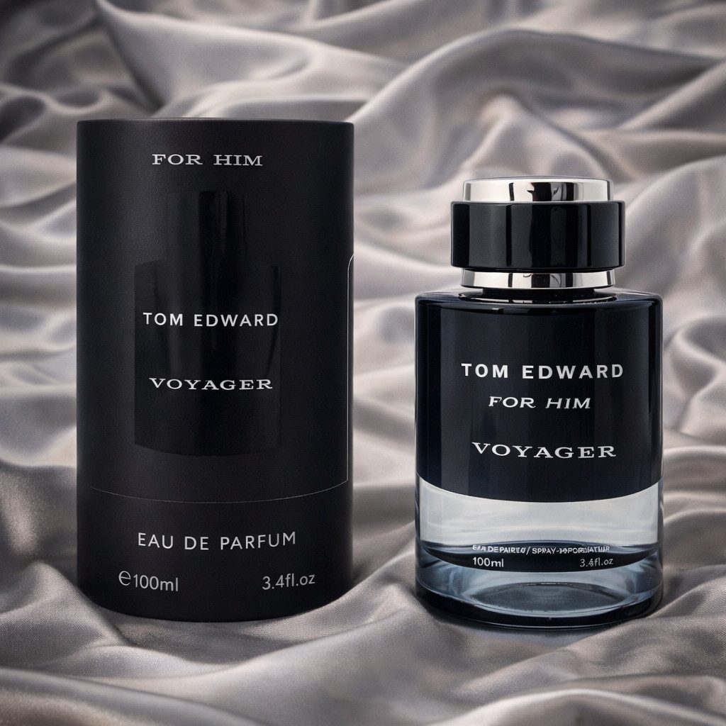 TOM EDWARD Eau de Parfum Tom Edward Voyager for Him Frisch Holzig Aromatisch 100 ml, 1-tlg., Hergestellt in UK, Luxuriöser Herrenduft, Langanhaltend