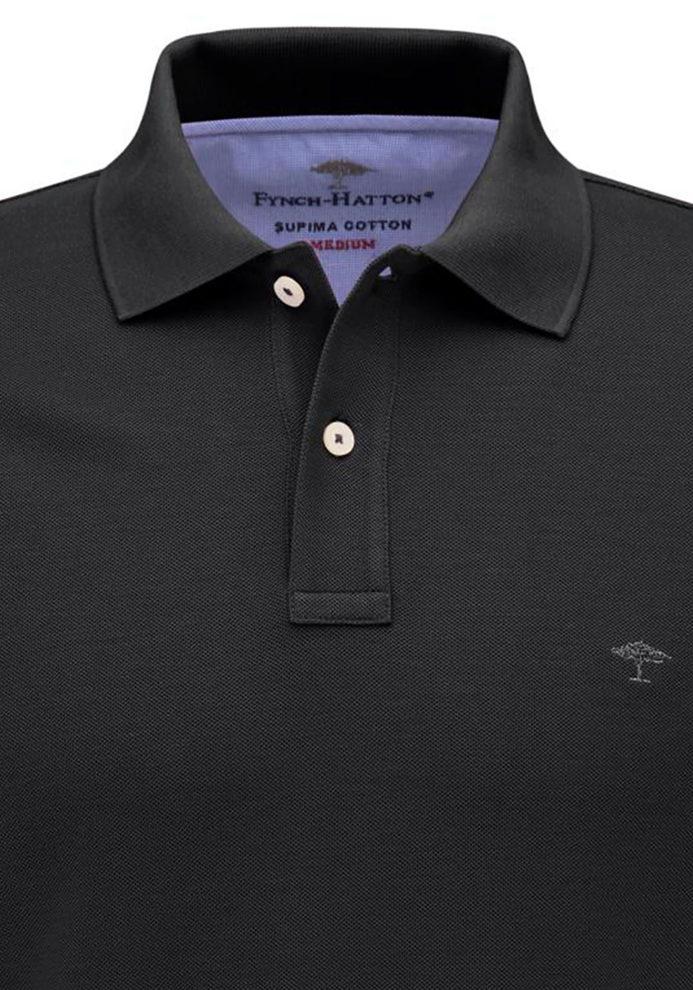 FYNCH-HATTON Poloshirt FYNCH-HATTON Markenlogo Kurzarm kleinem schwarz mit (1-tlg) Poloshirt