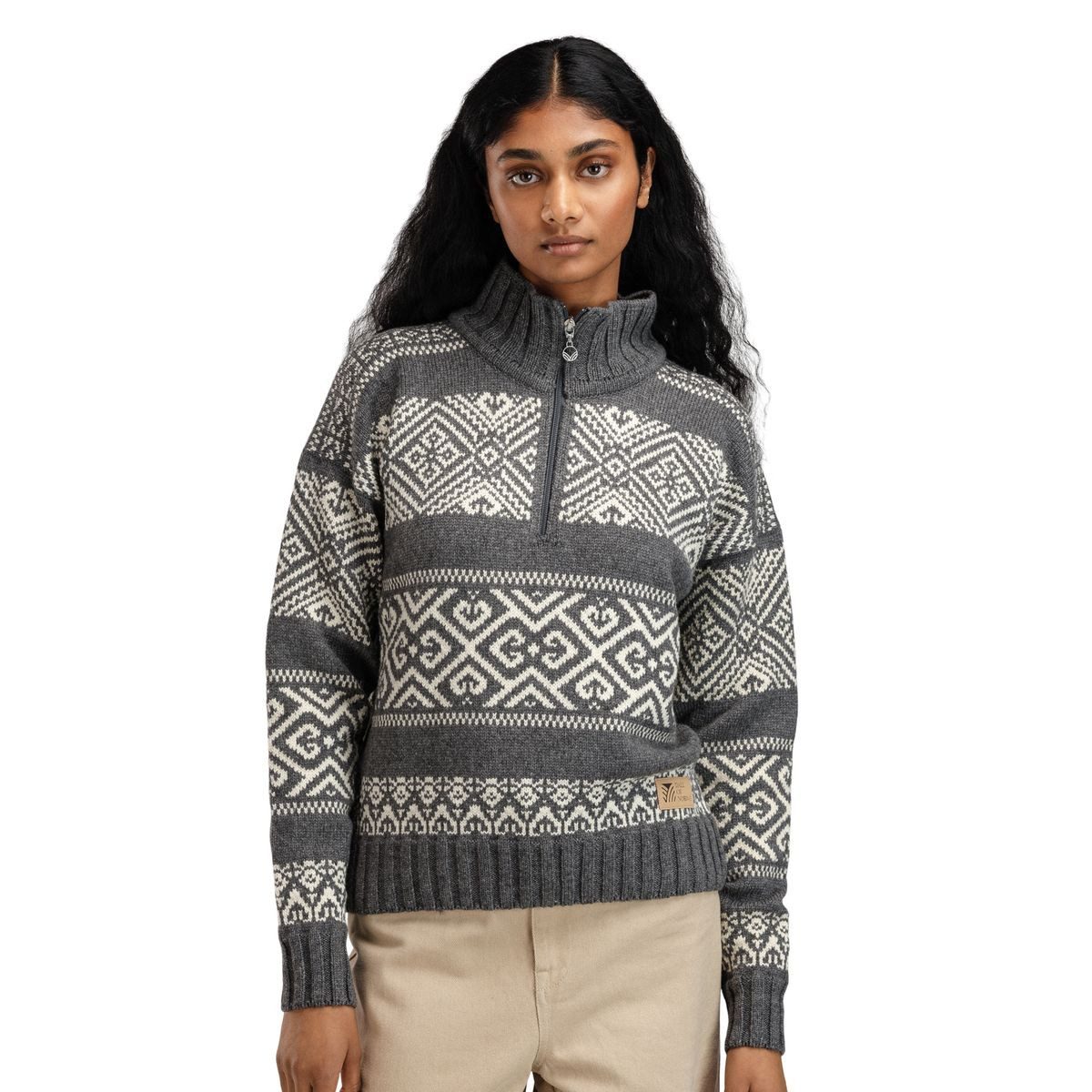 Dale of Norway Fleecepullover Rasletind Fem Sweater Luxuriöser Damenpullover aus Merinowolle mit ikonischem Design, ideal