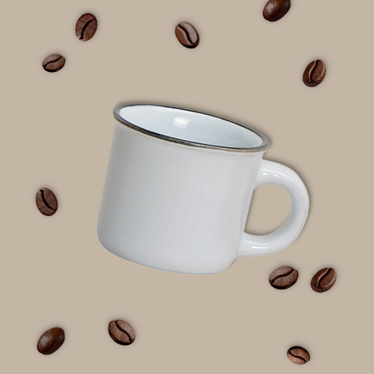 matches21 HOME & HOBBY Tasse Moderne Keramik Espresso-Tassen 6er Set weiß beige grau 50 ml, 6-tlg., Keramik, Kleine dickwandige Vintage Henkel Kaffee-Tassen ohne Untertassen