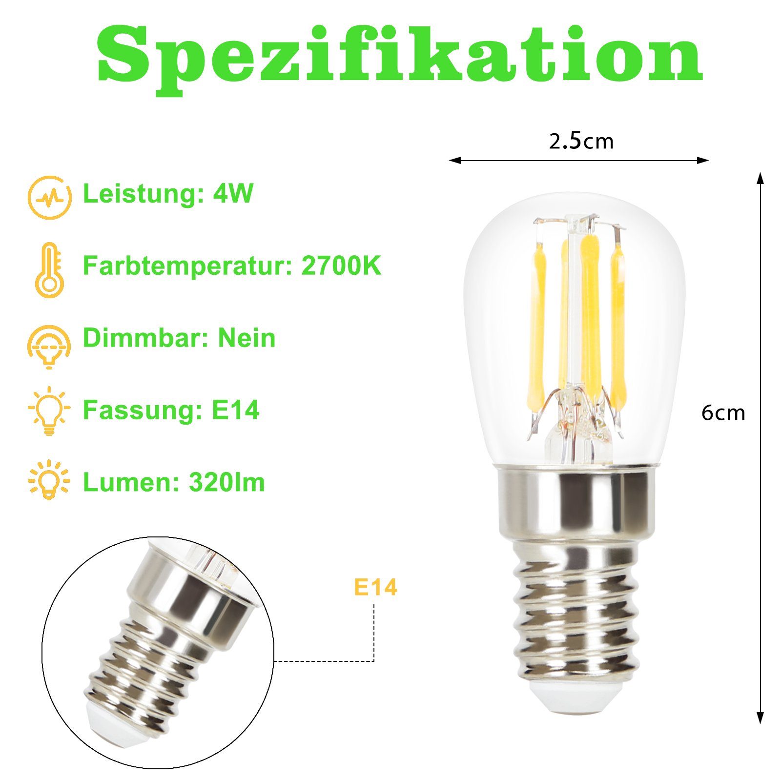 ZMH LED-Leuchtmittel Edison LED Vintage ST25 - E14, Glühbirne Birne Filament 10 Energiesparlampe 2700K, Glas Retro warmweiß, St