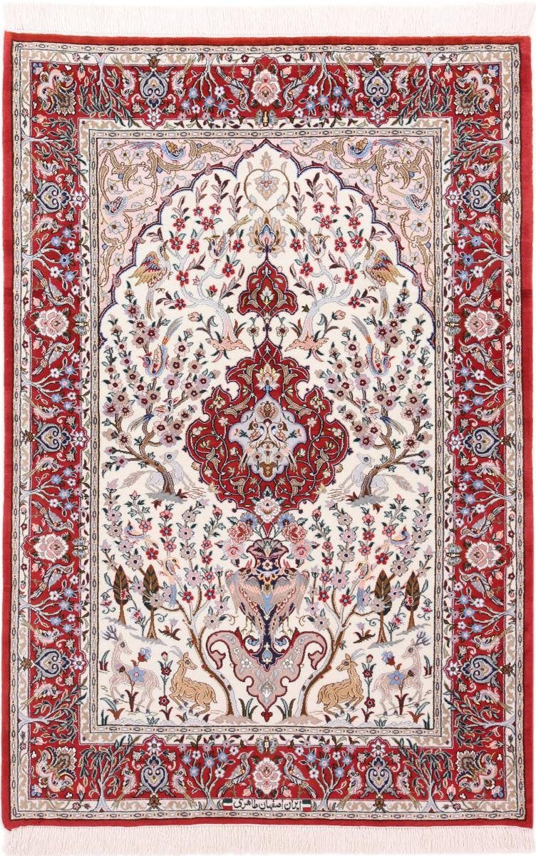 Orientteppich Isfahan Seidenkette 110x160 Handgeknüpfter Orientteppich, Nain Trading, rechteckig, Höhe: 8 mm