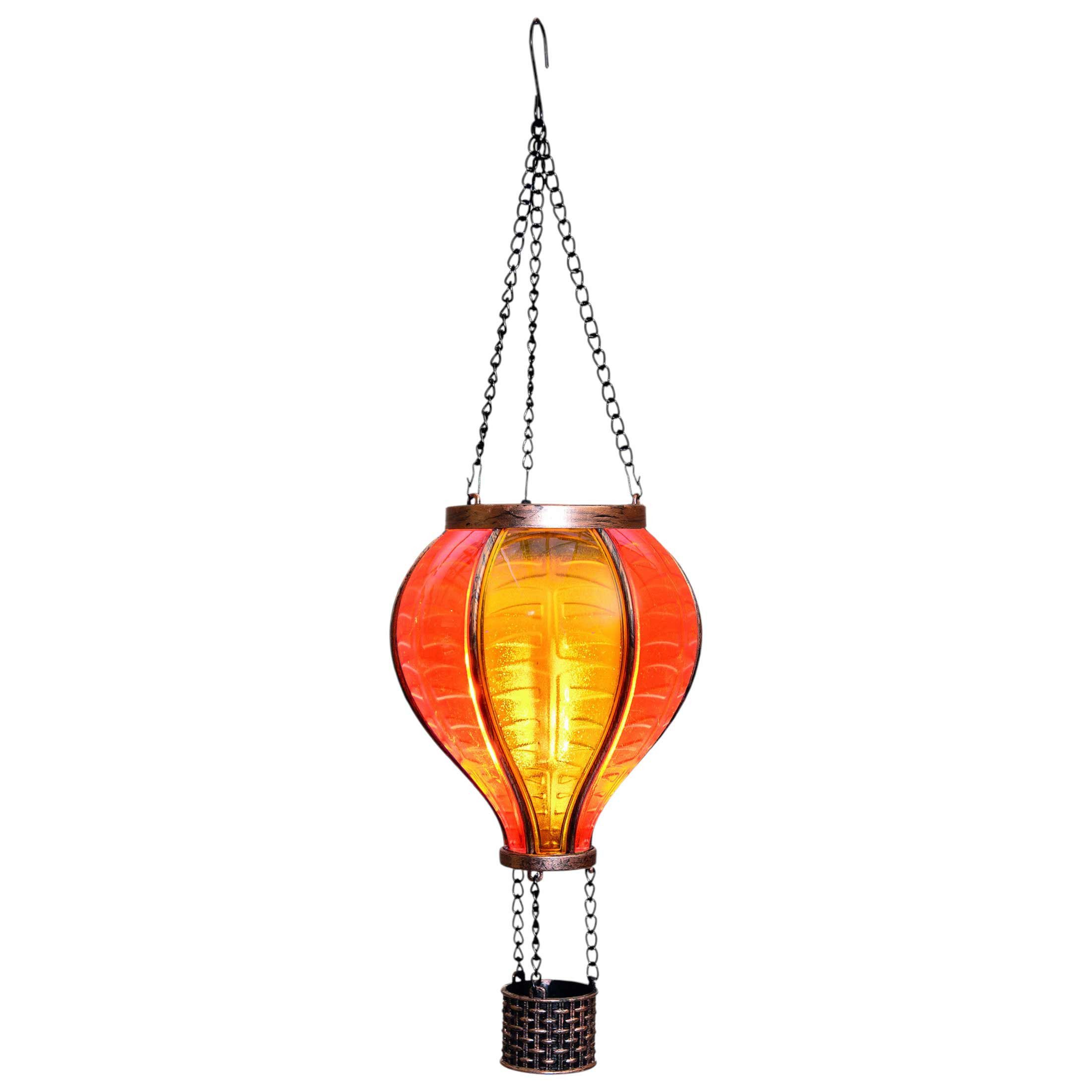 Coen Bakker LED Solarleuchte Hot Air Balloon, LED, amberfarben, Hängeleuchte Heißluftballon gelb-orange 12 LED 11x20cm