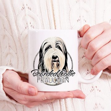 Cadouri Tasse BEARDED COLLIE FRAUCHEN - Kaffeetasse für Hundefreunde, Keramik, mit Hunderasse, beidseitig bedruckt, handgefertigt, Geschenk, 330 ml