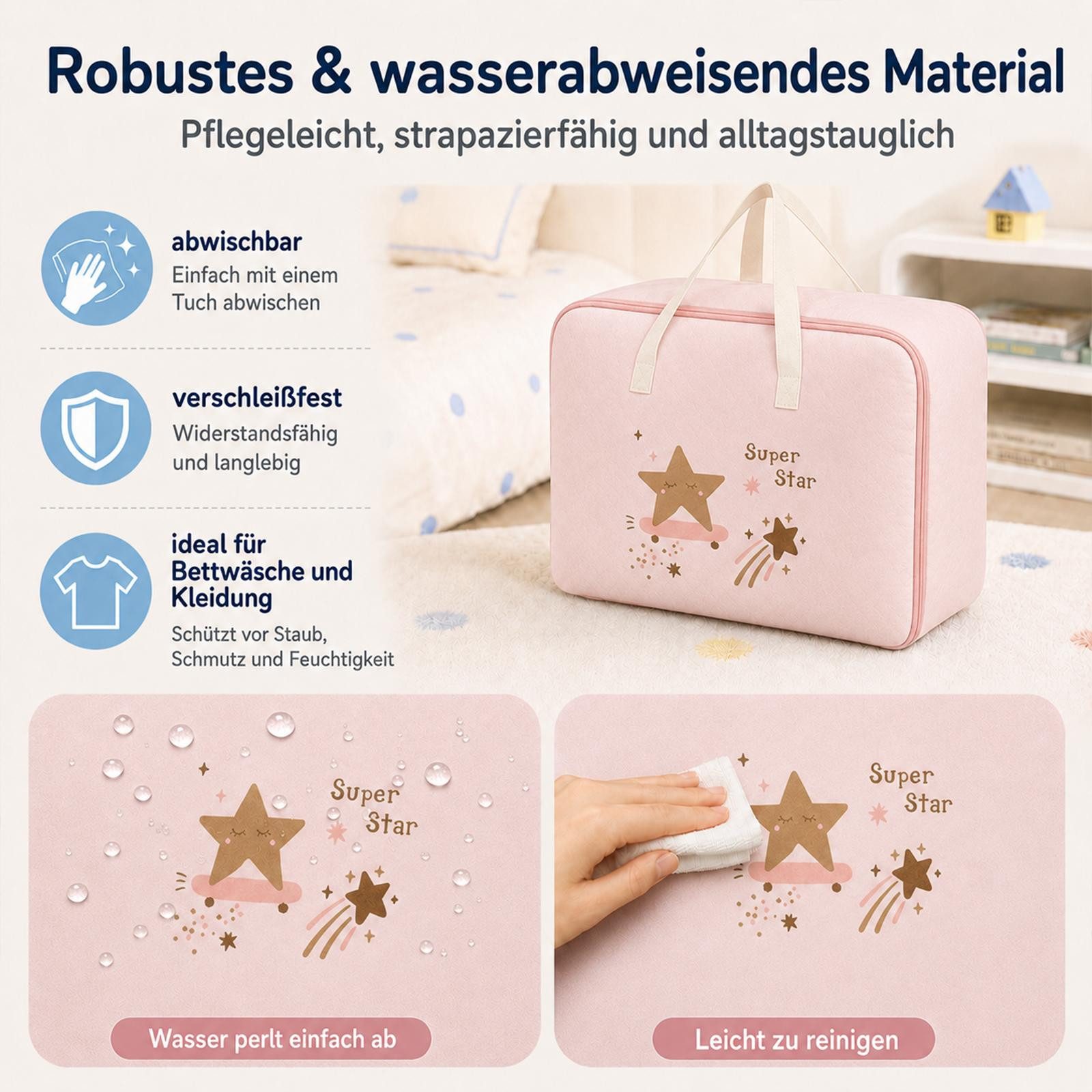 VERCO Reisetasche Kinder Gepäcktasche faltbar für Klassenfahrt (1-tlg), Faltbare Aufbewahrungstasche Kinderzimmer Camping Urlaub