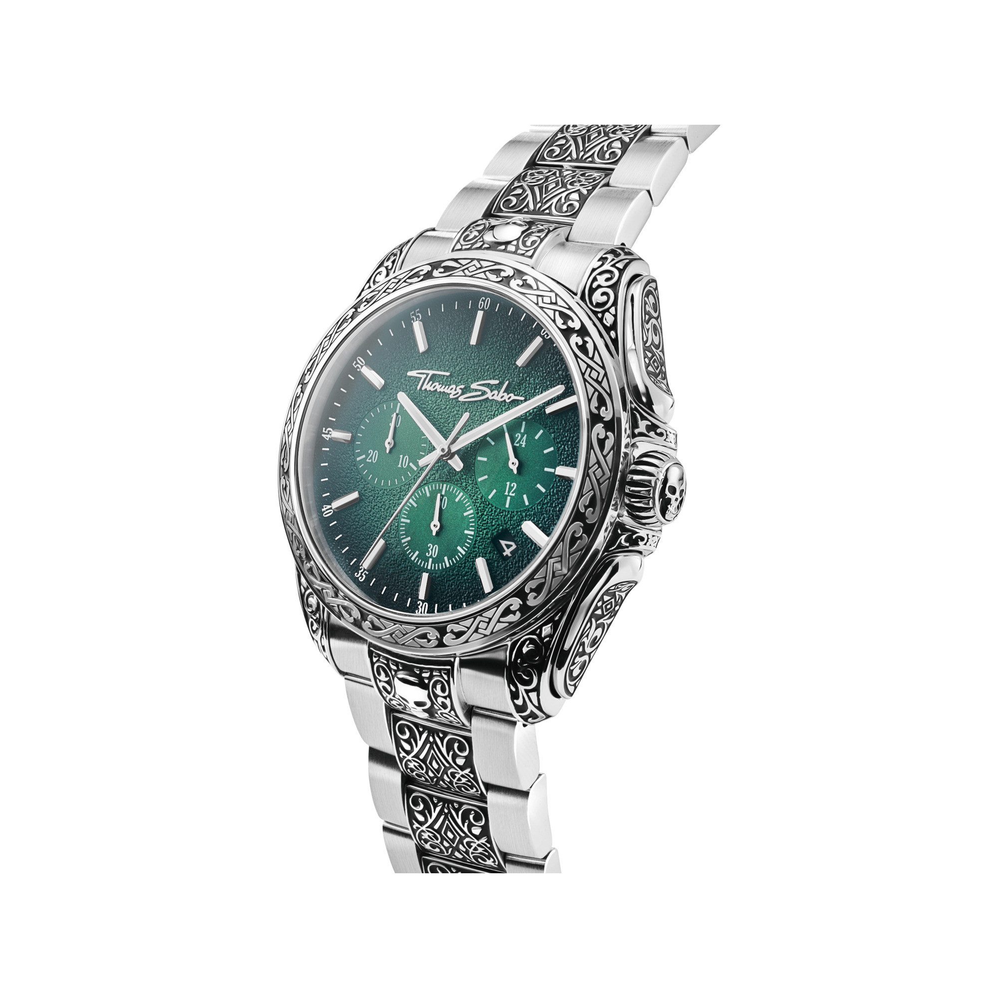 THOMAS SABO Chronograph Engraved WA0445-201-211-41 MM, Quarzuhr, Armbanduhr, Herrenuhr, Edelstahlarmband, analog, Tag