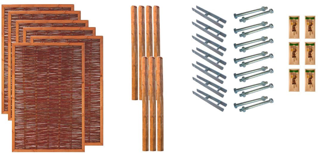 Tetzner & Jentzsch Weidenzaun Fresno 4, (Set), 6 Elemente, LxH: 783x180 cm