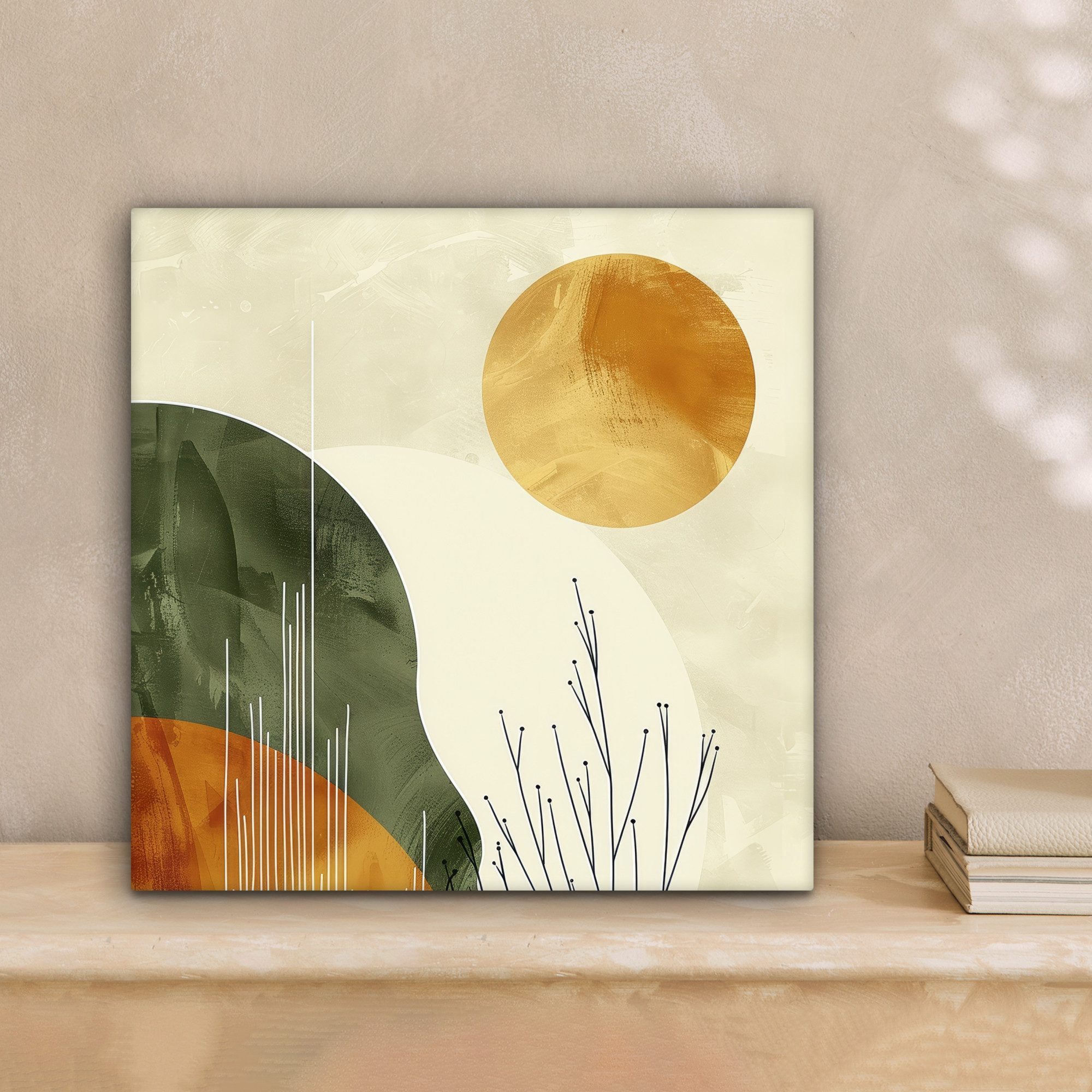 OneMillionCanvasses® Leinwandbild Abstrakt - Landschaft - Sonne - Kunst, Fotodruck (1 St), Wandbild, Deko Schlafzimmer Wohnzimmer Flur 20x20 cm