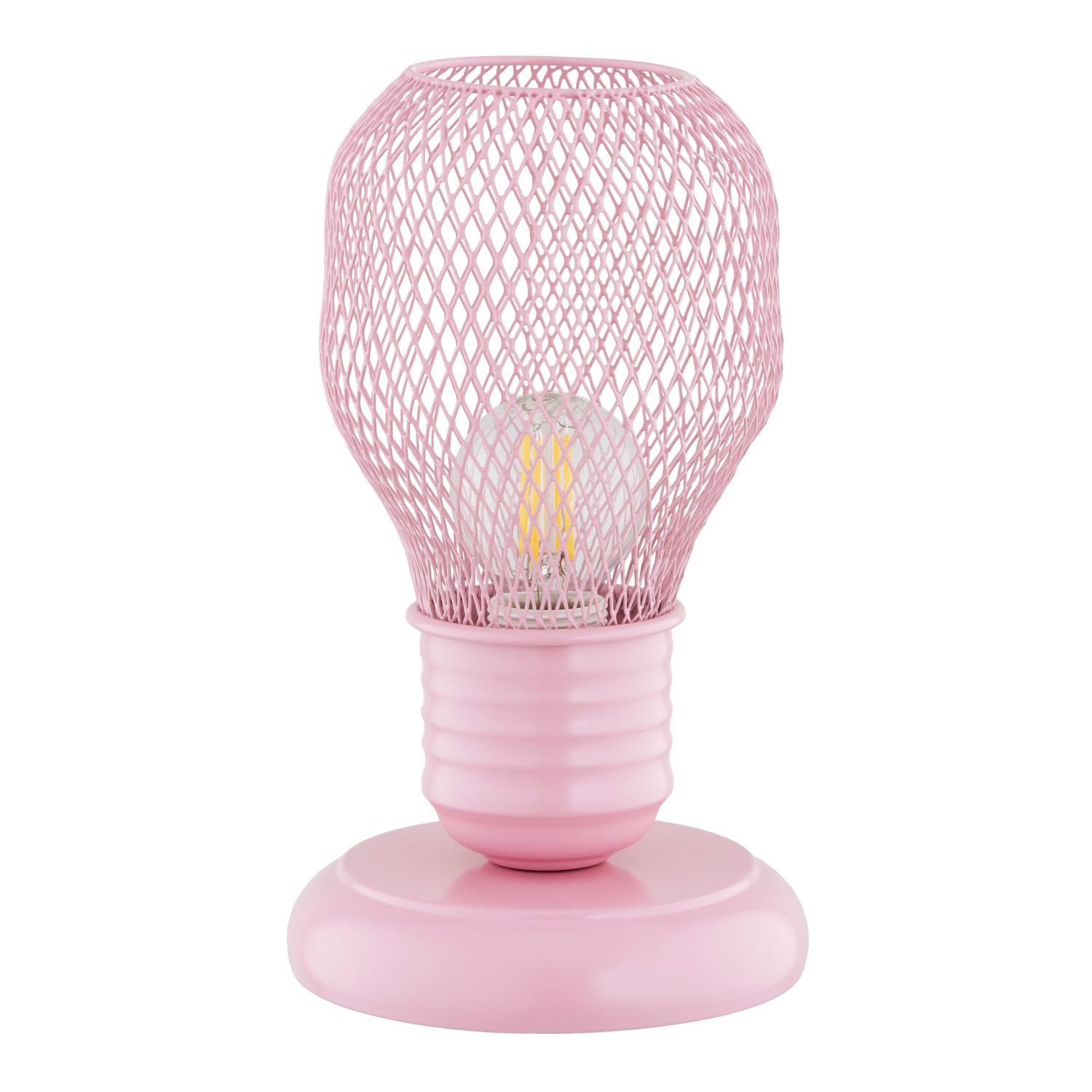 Licht-Erlebnisse Tischleuchte HIRTA, ohne Leuchtmittel, Kinderzimmer Rosa 21 cm Metall E14 Frame Schirm Kinder