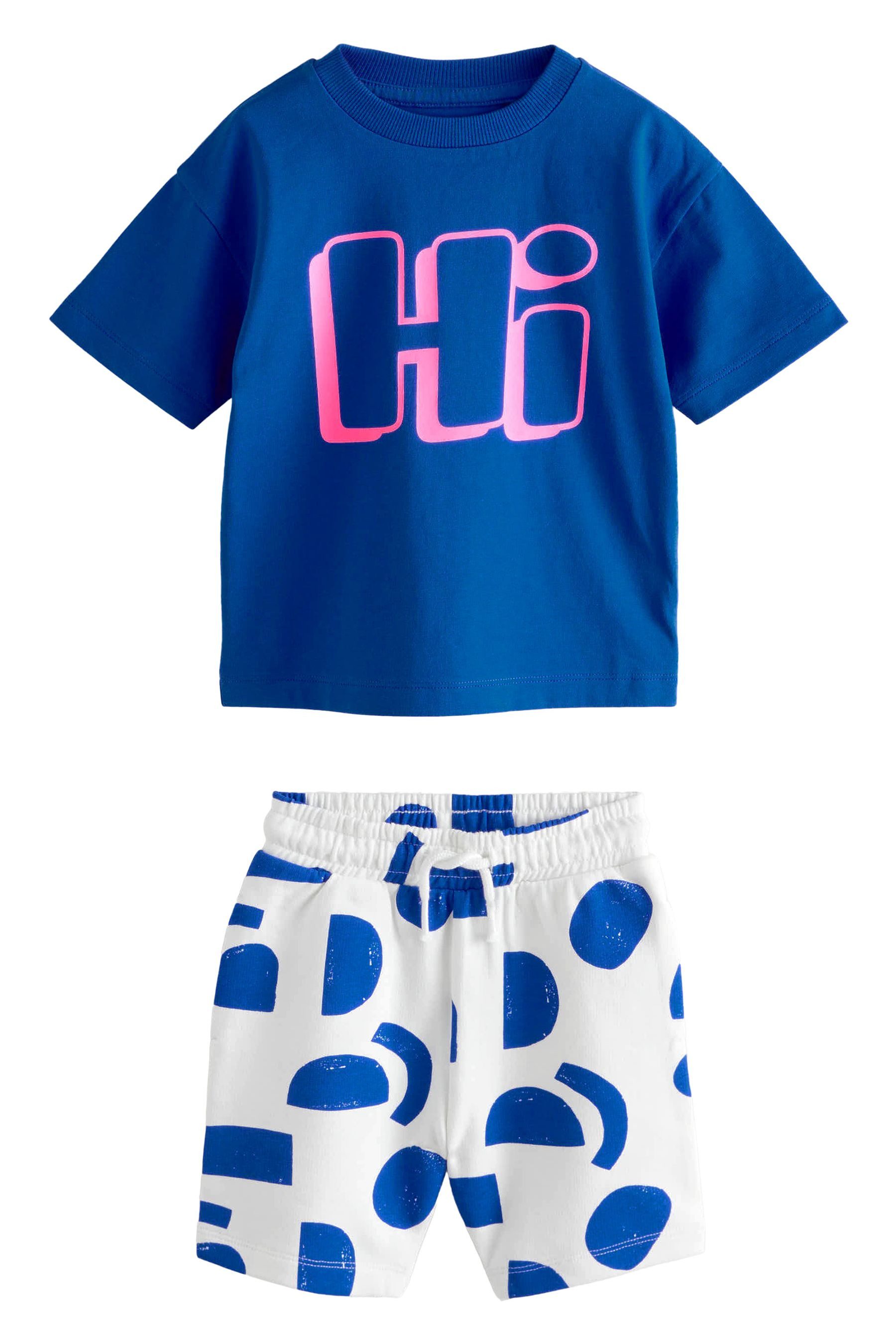 T-Shirt & Shorts T-Shirt und gemusterte Short 100 % Baumwolle, Set
