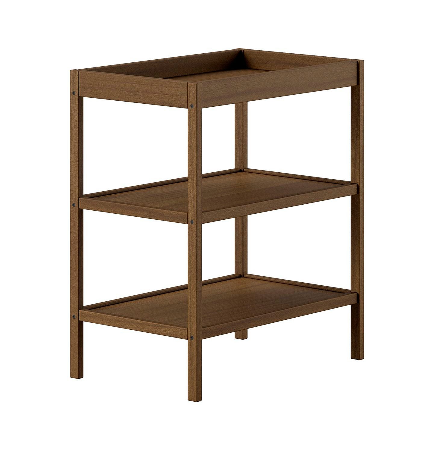 58 aufm Kessel Wickelkommode Wickelregal Keira mit 2 Fächern und Wickelfläche Buche massiv nussbaum, 2-in-1 Wickeltisch und Regal