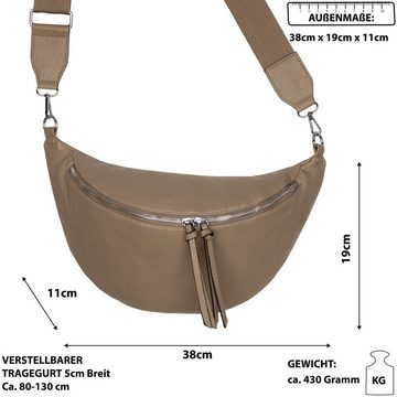 EAAKIE Gürteltasche Bauchtasche XL Umhängetasche Crossbody-Bag Hüfttasche Kunstleder Italy, als Schultertasche, CrossOver, Umhängetasche tragbar