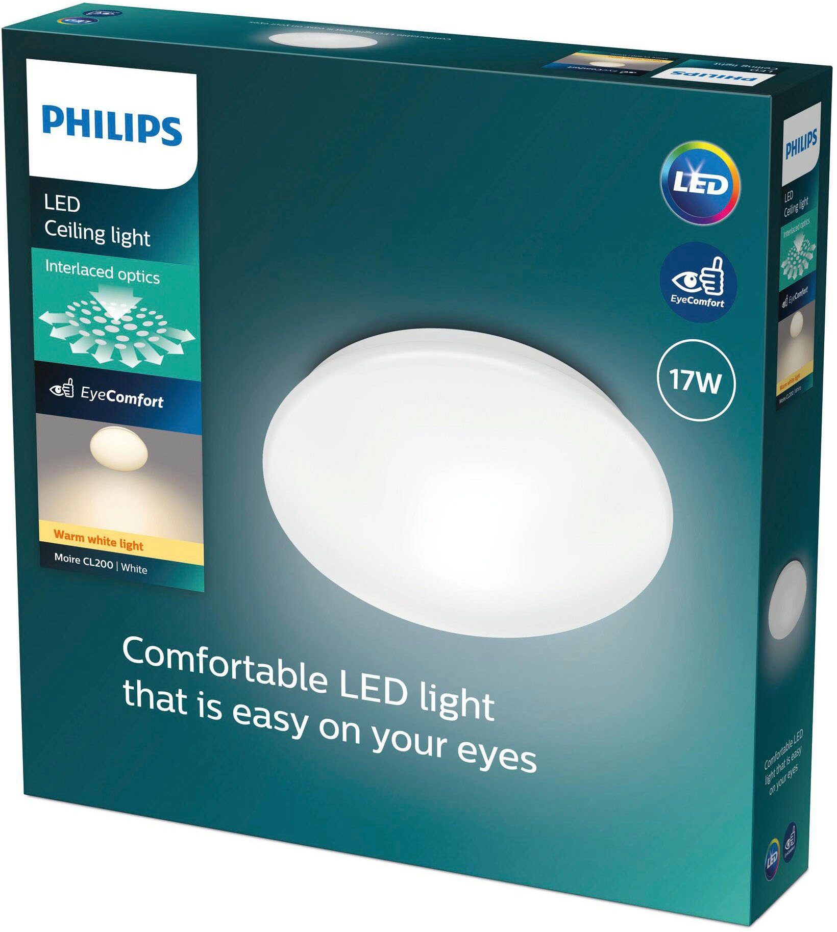 Philips LED Deckenleuchte fest LED Moire, integriert, Warmweiß
