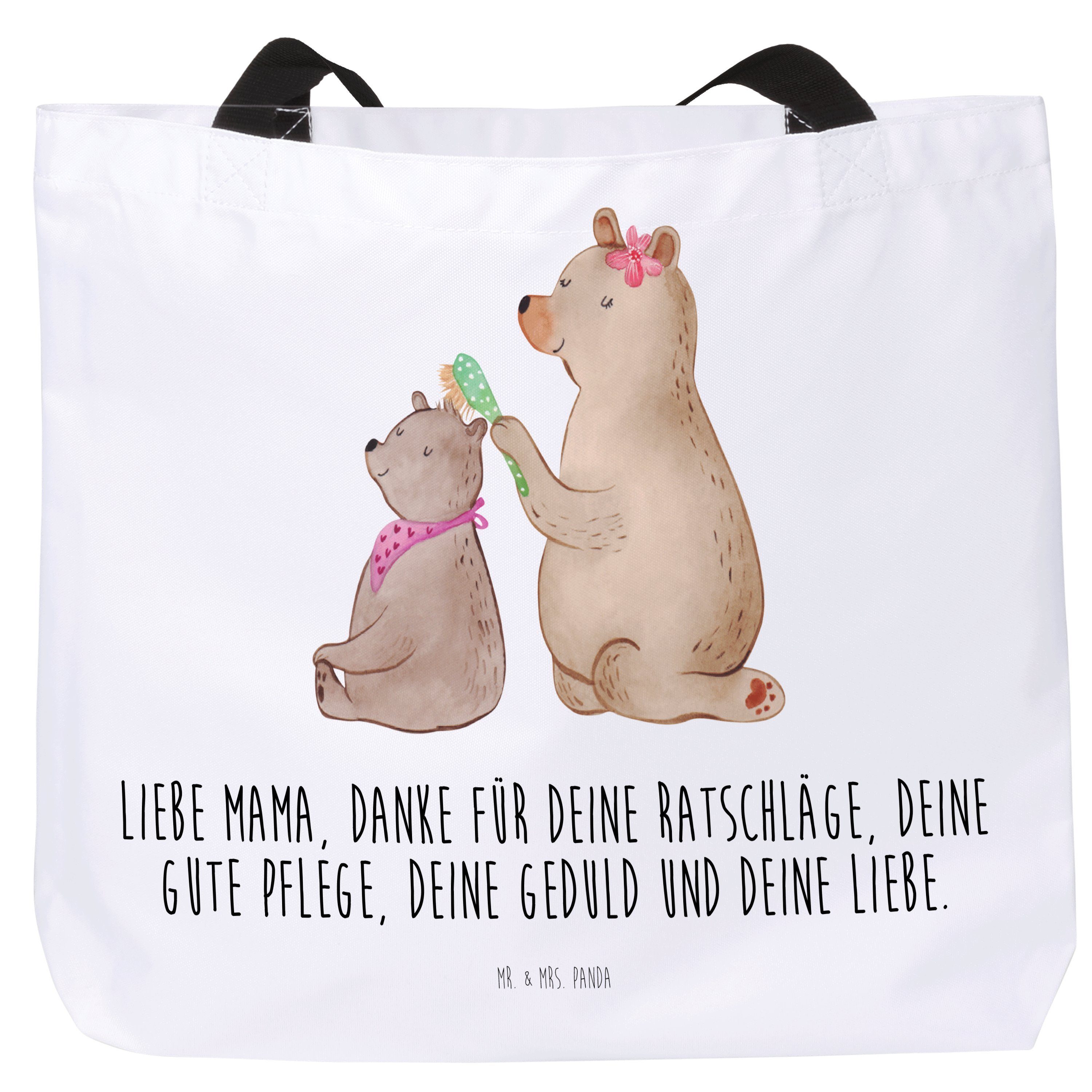 Mr. & Mrs. Panda Shopper Bär mit Kind - Weiß - Geschenk, Muttertag, Alltagstasche, Tragebeutel (1-tlg)