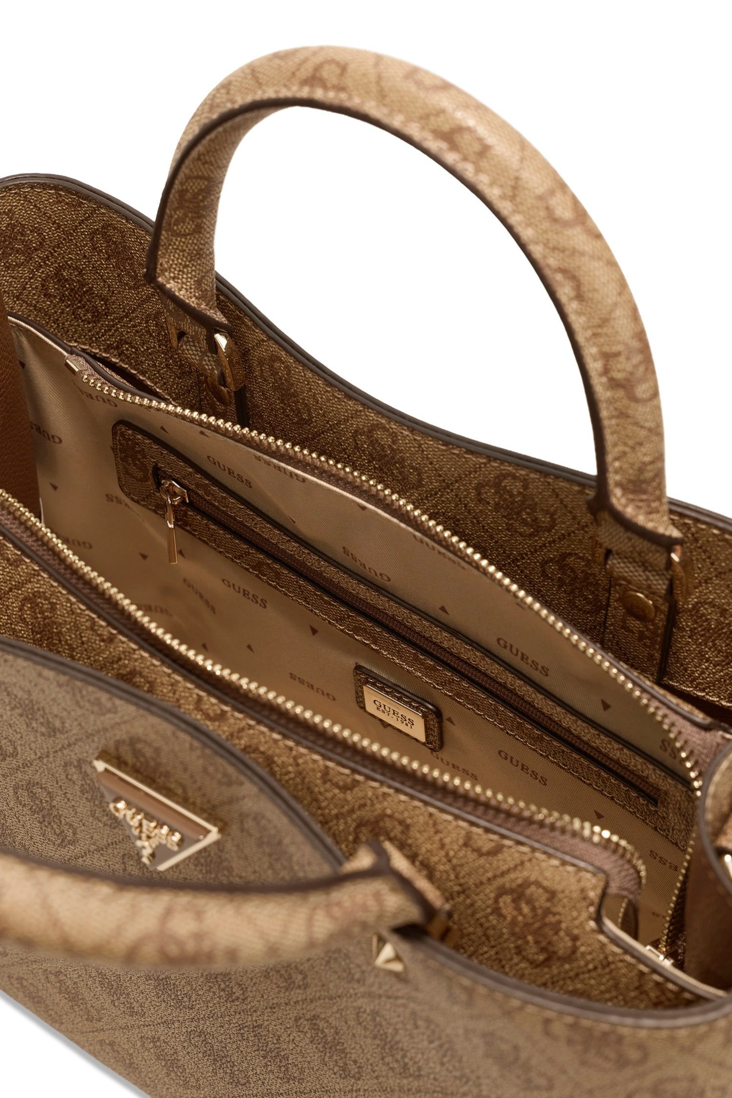 Guess Umhängetasche MERIDIAN II GIRLFRIEND SATCHEL (Set, Abnehmbarer Schlüsselanhänger), Damen Handtasche, Schultertasche mit Logo-Schmuckelement – Bild 4 von 5