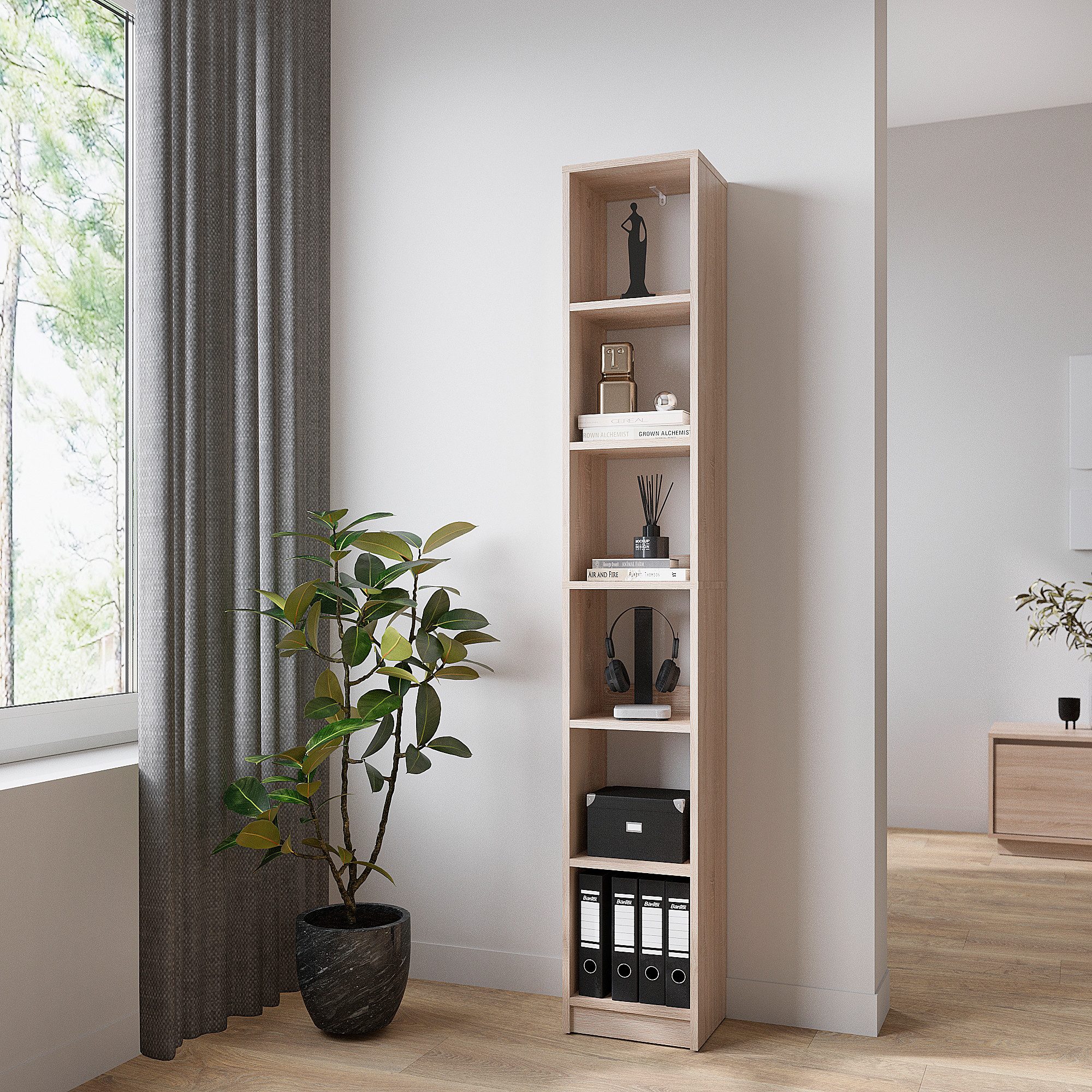 KOMTO Bücherregal LAKO Bücherregal 20-30 cm Breit, Schmales Regal mit 3-7 Fächern – Bild 2 von 5