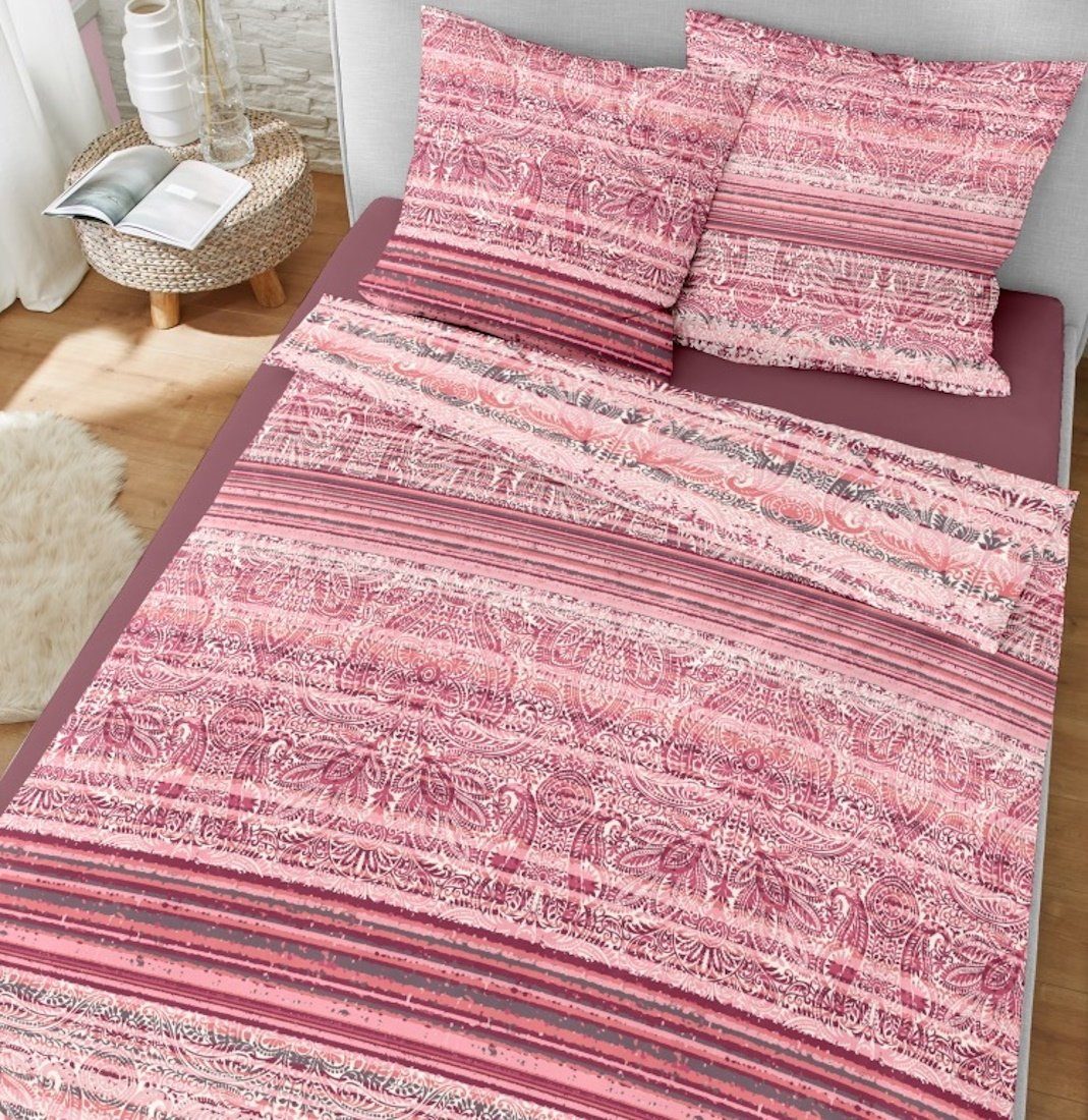 sister s. Bettwäsche Biber Bettwäsche {LAZISE} made in GERMANY, Biber, 2 teilig, kuschelig warm Ornamente Bordüren Paisleys nachhaltig pink BARBIE