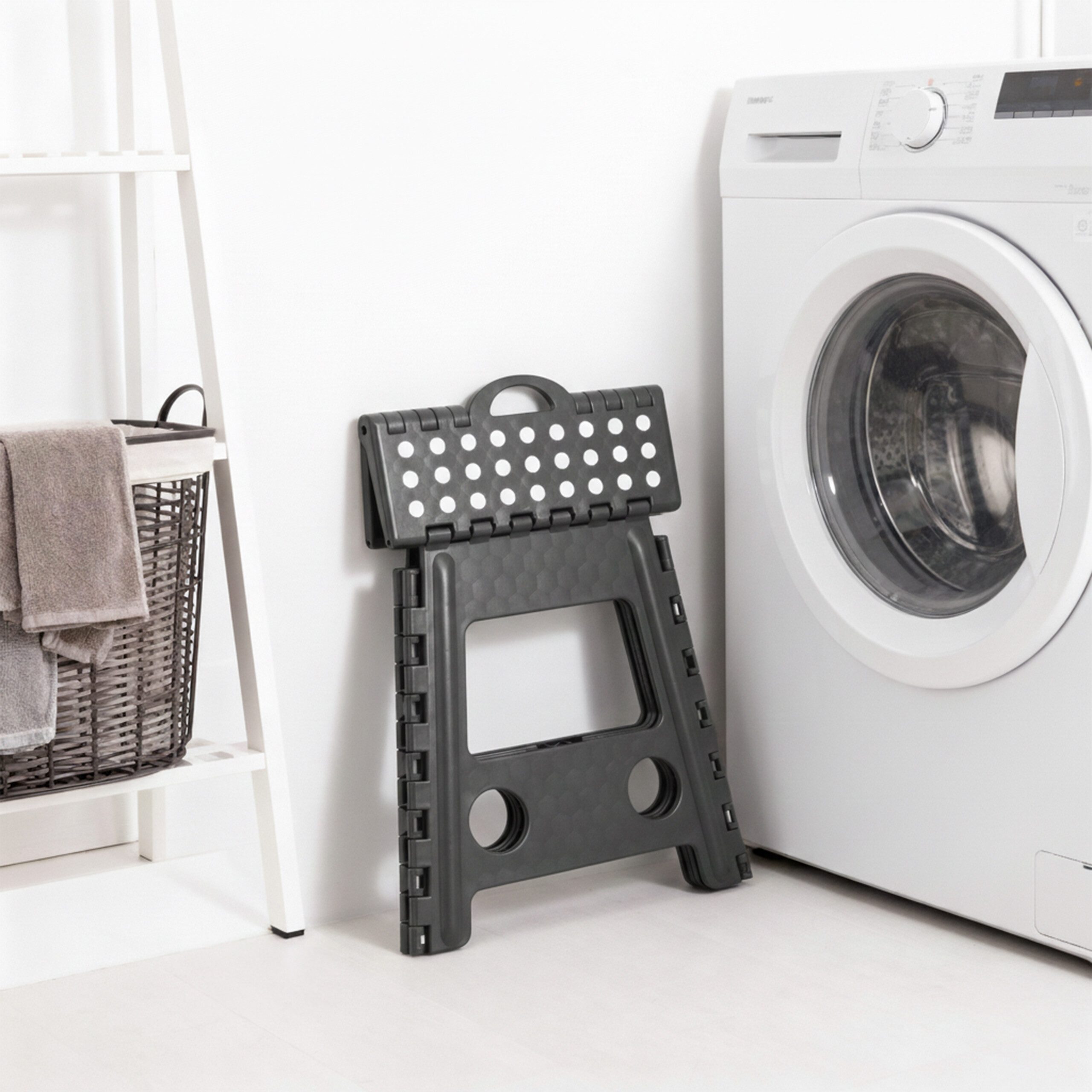 relaxdays Tritthocker Klapphocker faltbar XL, Dunkelgrau